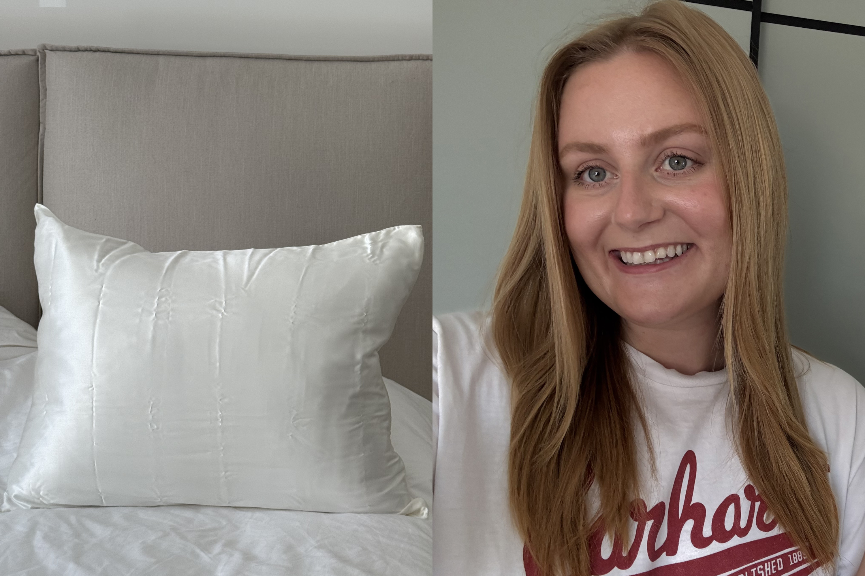 After straightening my hair the night before, my strands looked smooth with a touch of movement following a night sleeping on the Bedelite pillowcase (Lucy Smith/The Independent)
