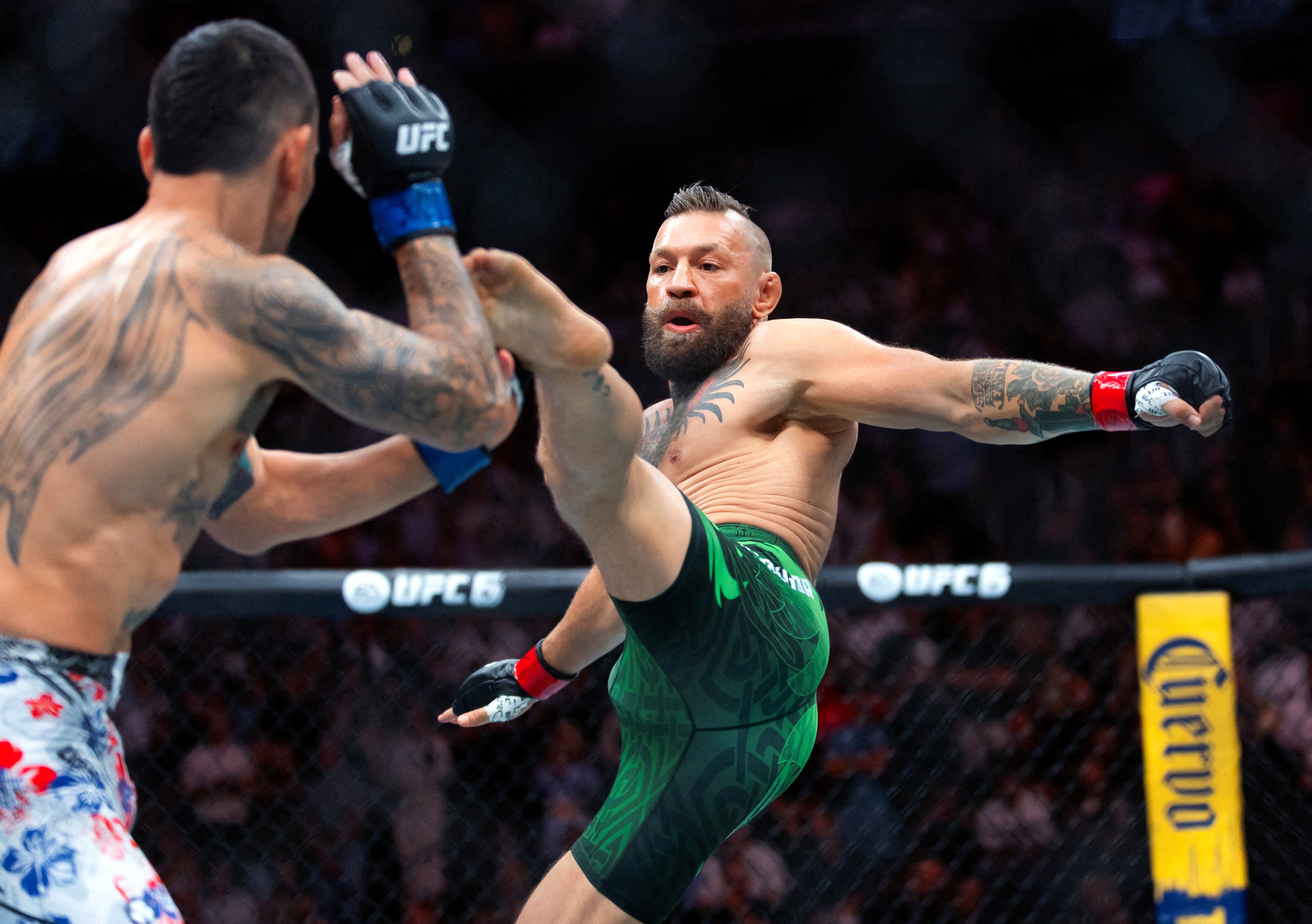 McGregor hurt himself while attempting a flying kick
