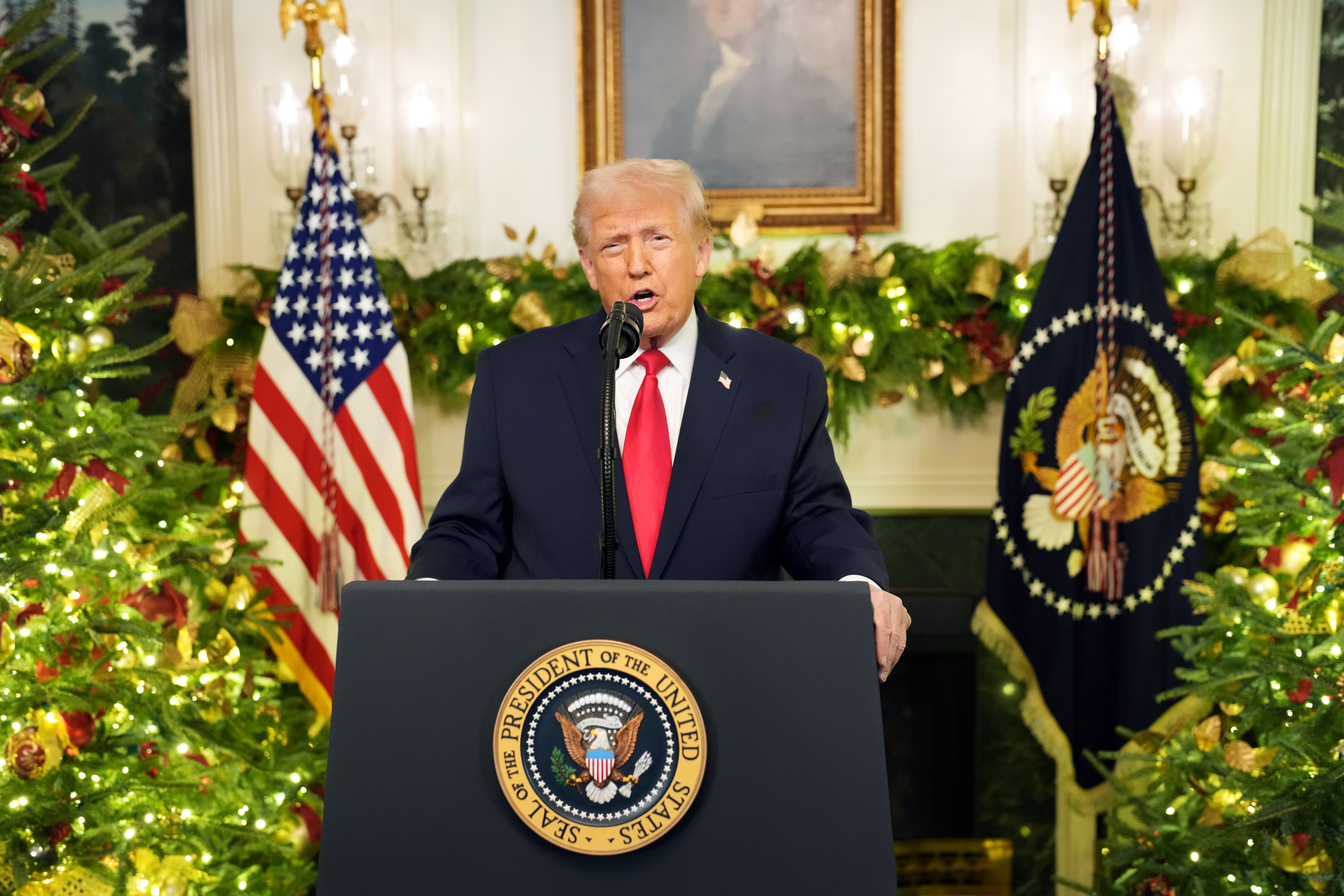 President Donald Trump has announced plans for a national address, but offered no details of its contents