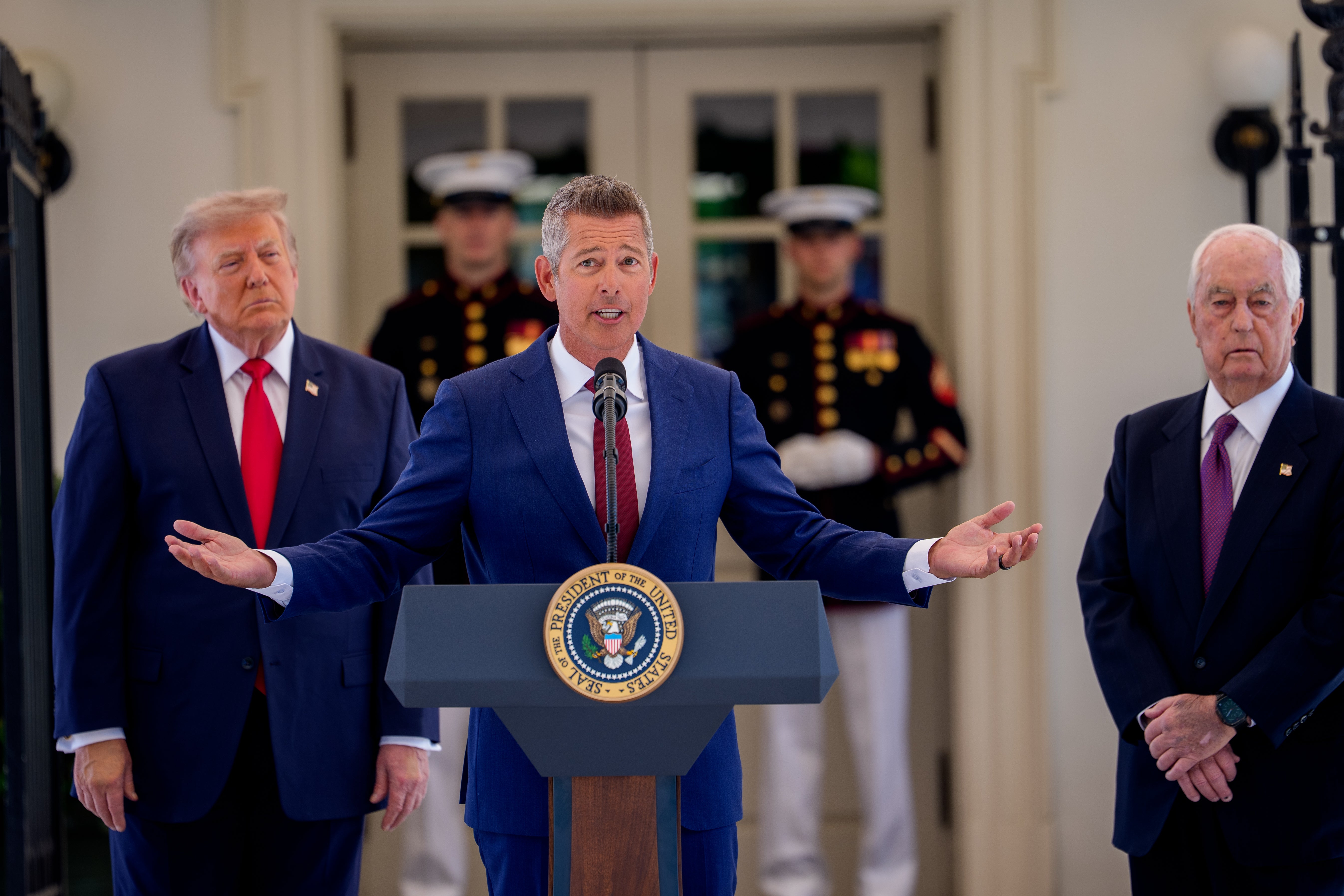 Transportation Secretary Sean Duffy told the president during the event, 'You don't do anything that's small. Everything you do is big. It's huge'