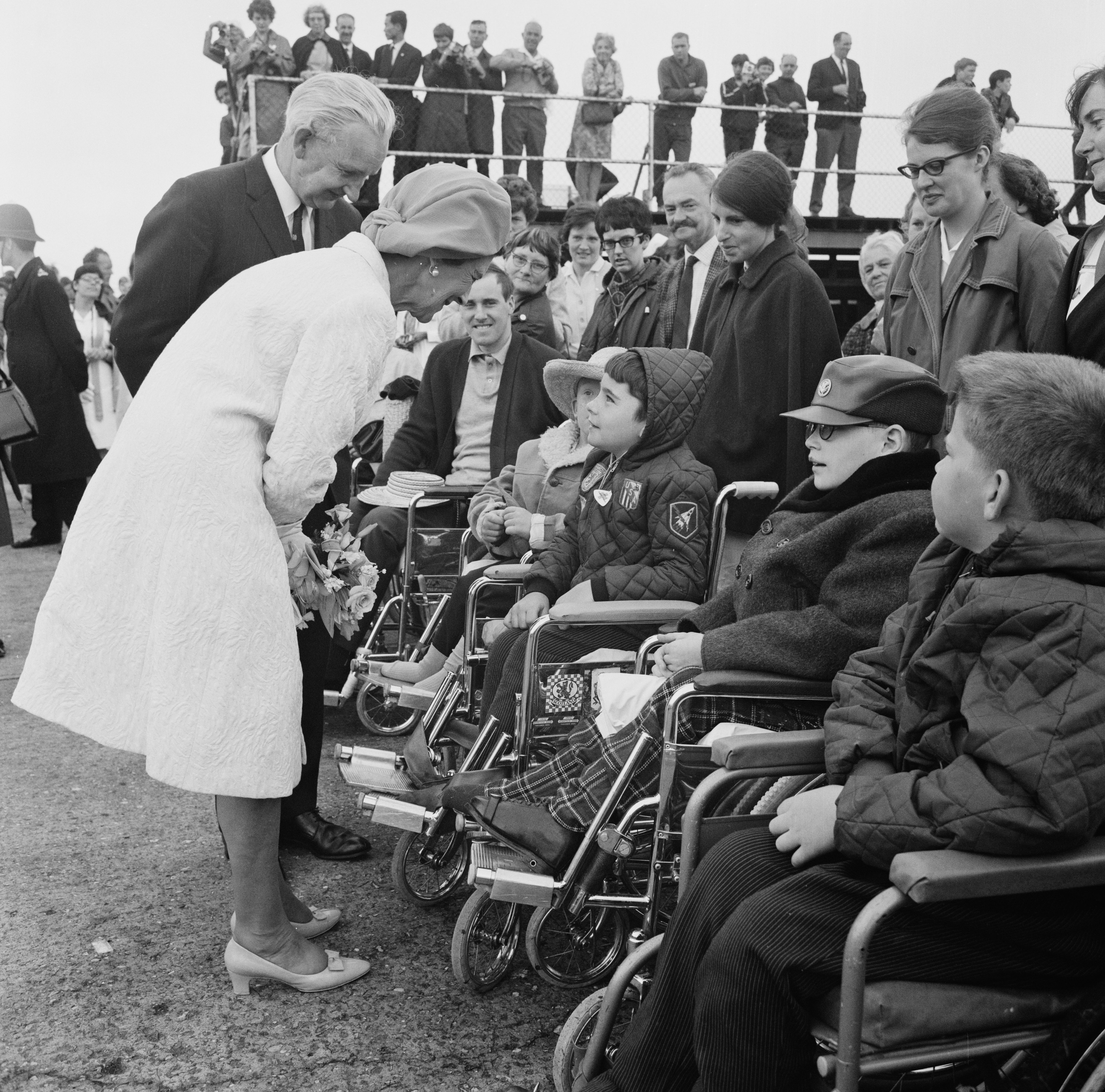 Princess Marina, Duchess of Kent, meets children at the 16th International Stoke Mandeville Games, the forerunner of the modern Paralympic Games, held in Buckinghamshire in 1967