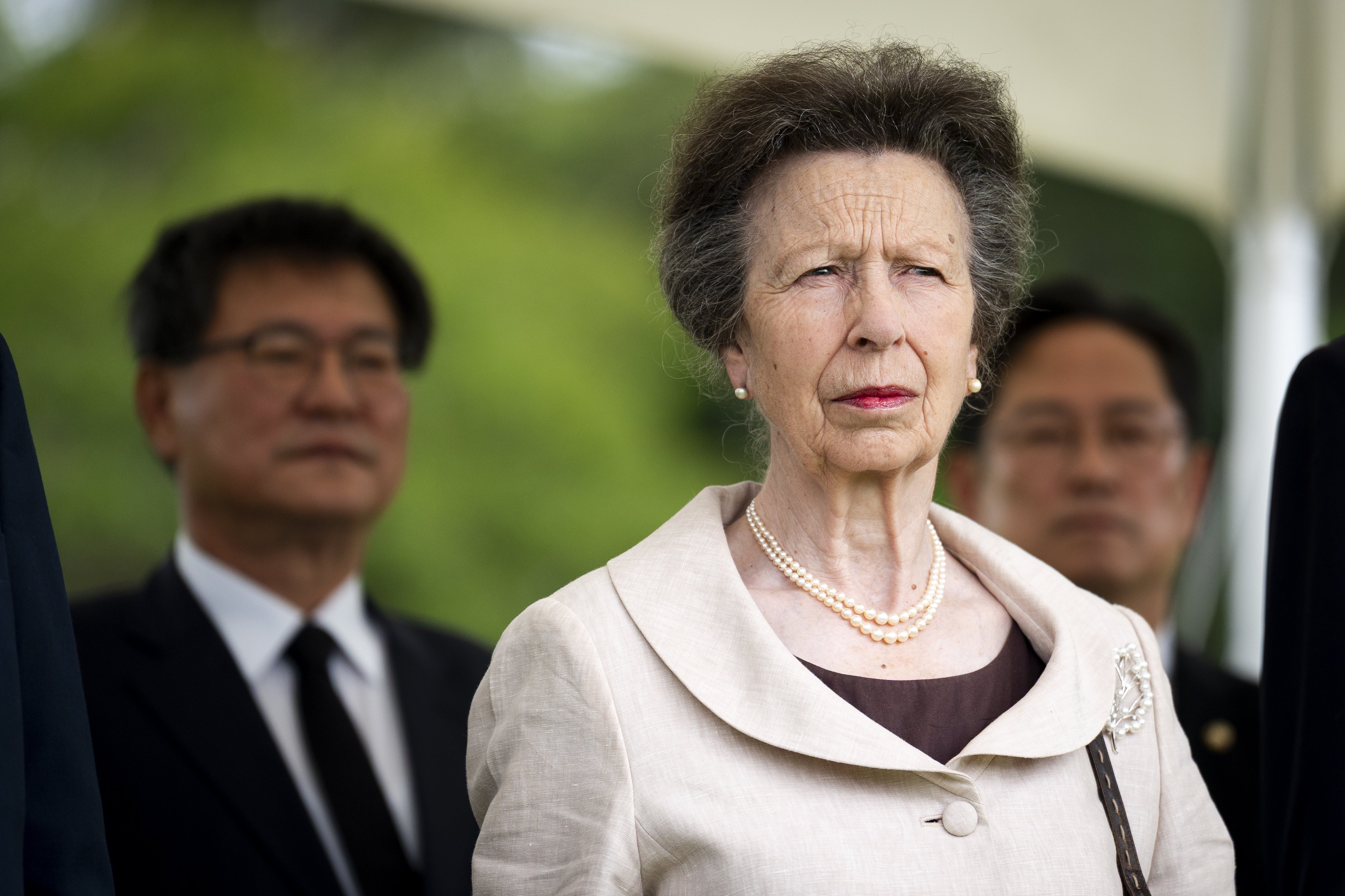 Anne, joined by husband Vice Admiral Sir Tim Laurence, travelled to the vast United Nations Memorial Cemetery in Busan on Tuesday
