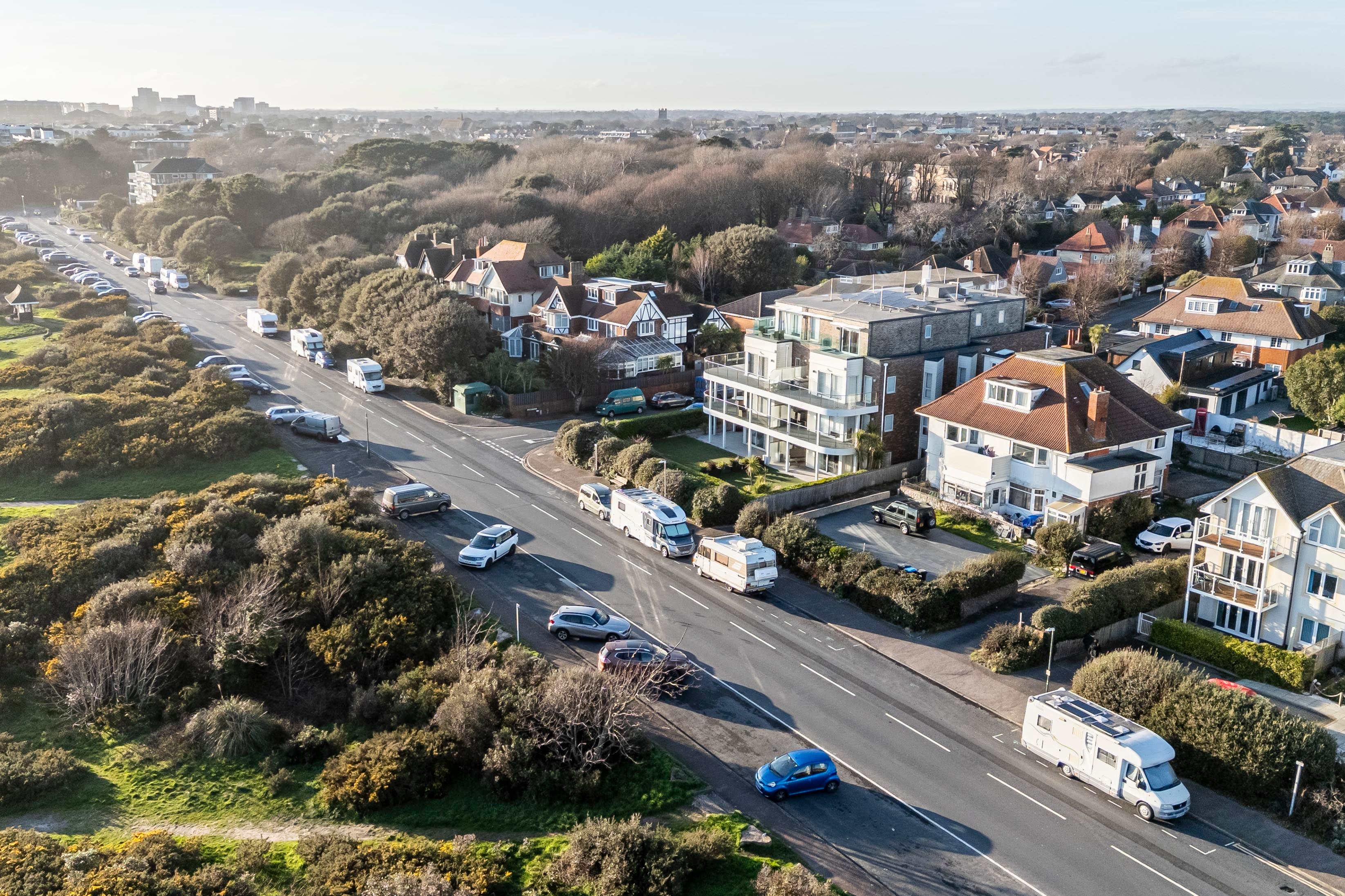 Caravans and caravans line the road