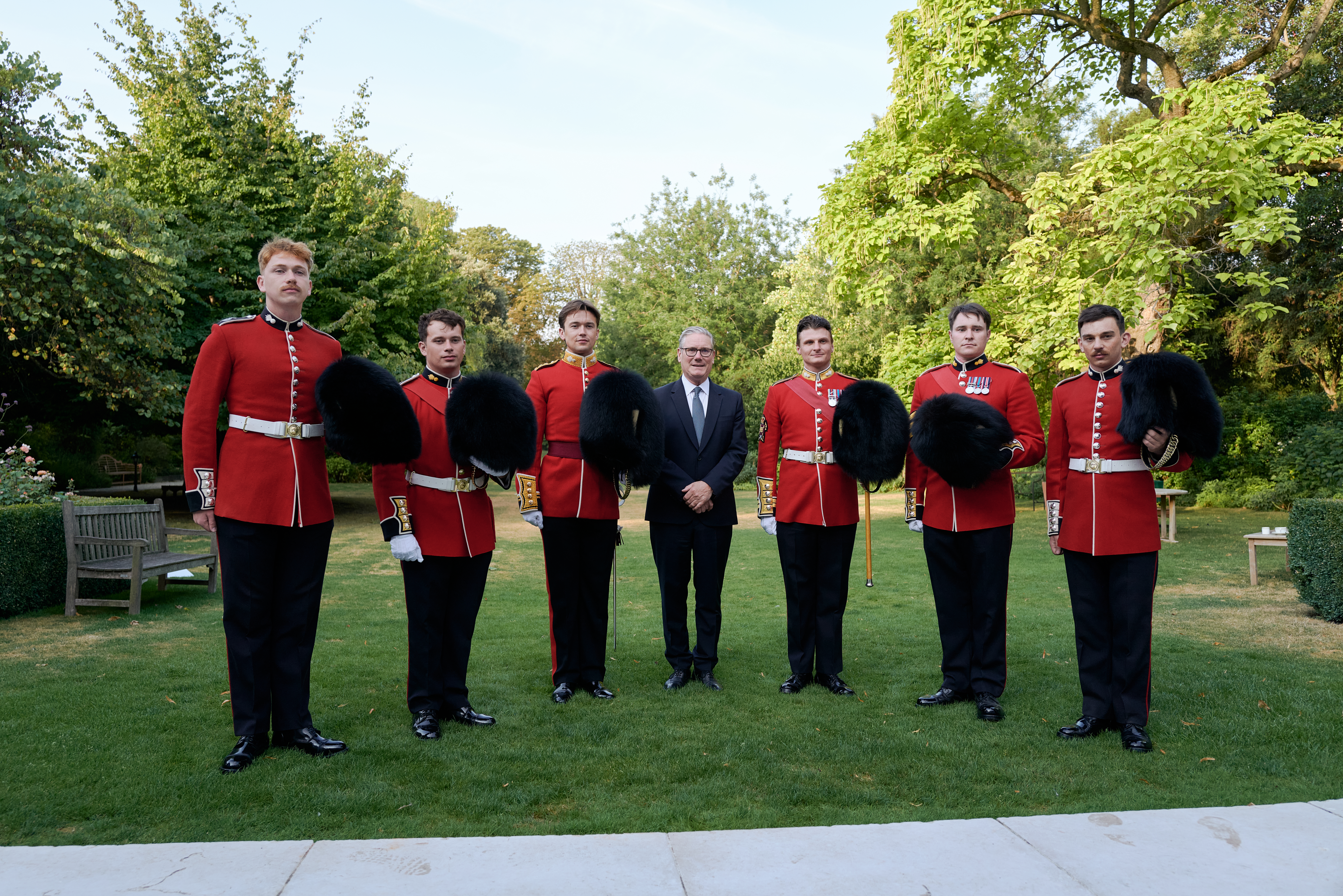 Sir Keir Starmer with Grenadier Guards at the British Residence in Paris ahead of the Bastille Day parade (Pierre Crom/PA) (PA Wire)