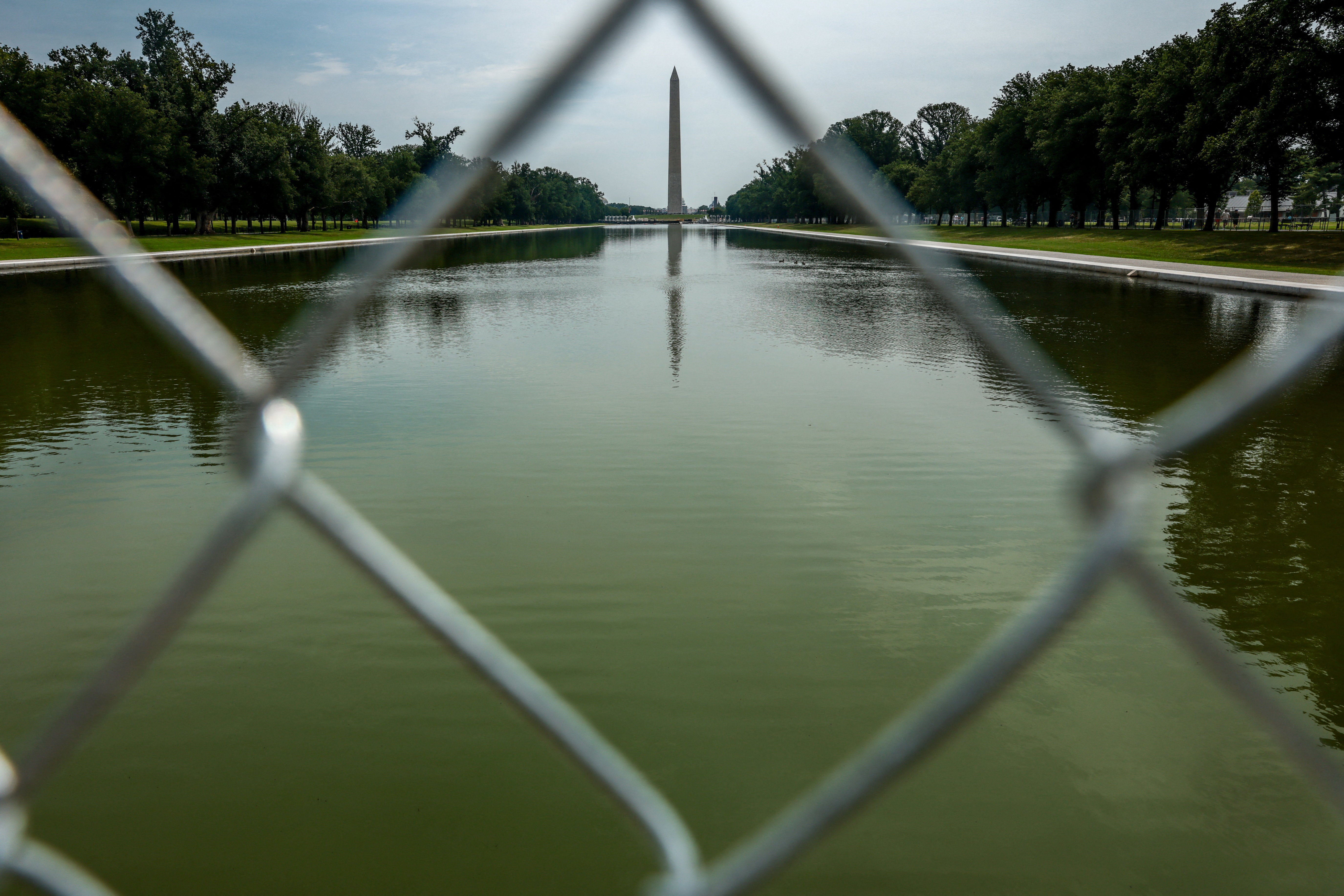 President Donald Trump has insisted that vandals, not poor workmanship, are to blame for this summer’s disastrous makeover of the Lincoln Memorial’s Reflecting Pool, which turned its waters green
