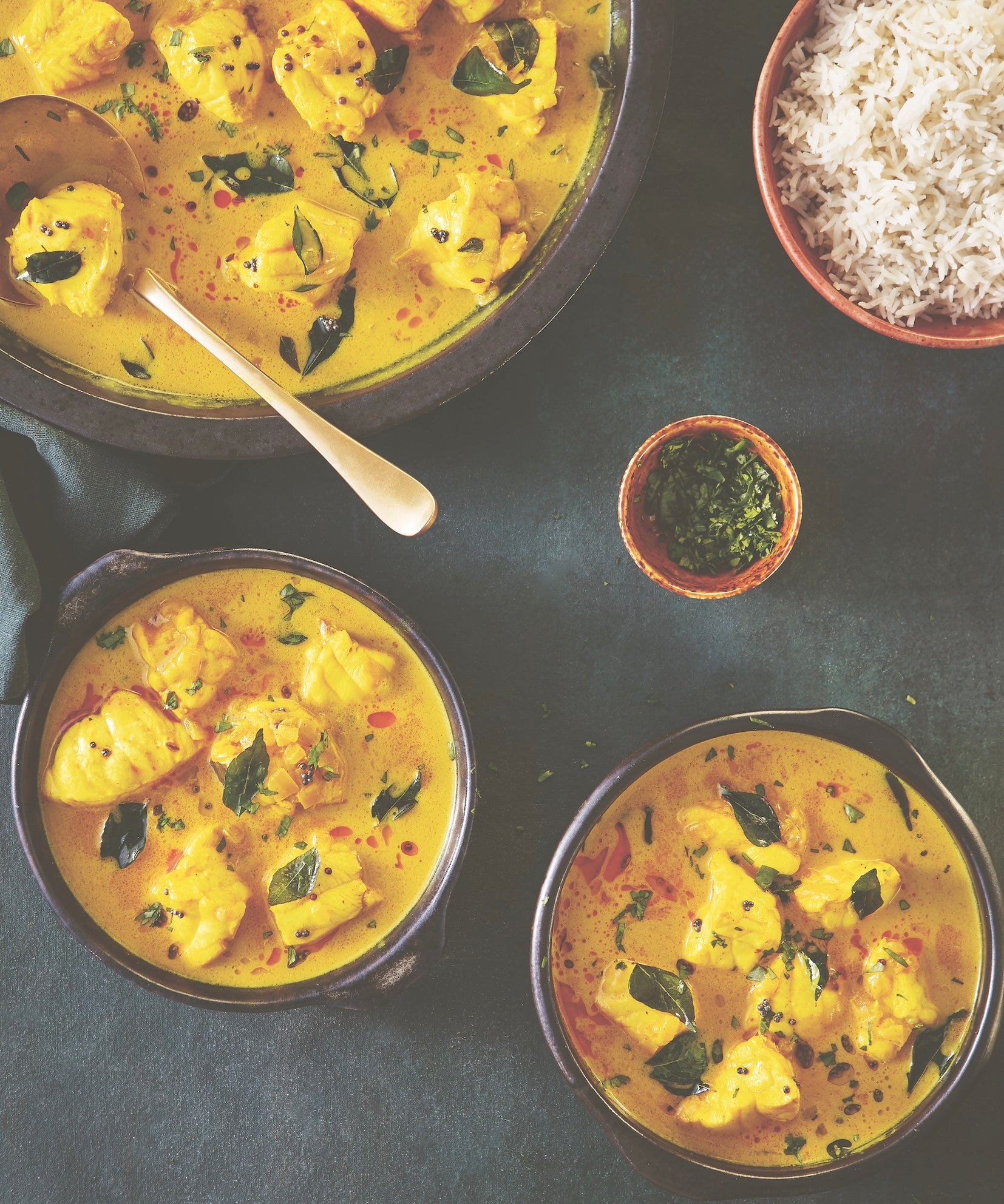 Monkfish stands up to the mustard seeds, curry leaves and tamarind of South Indian spicing