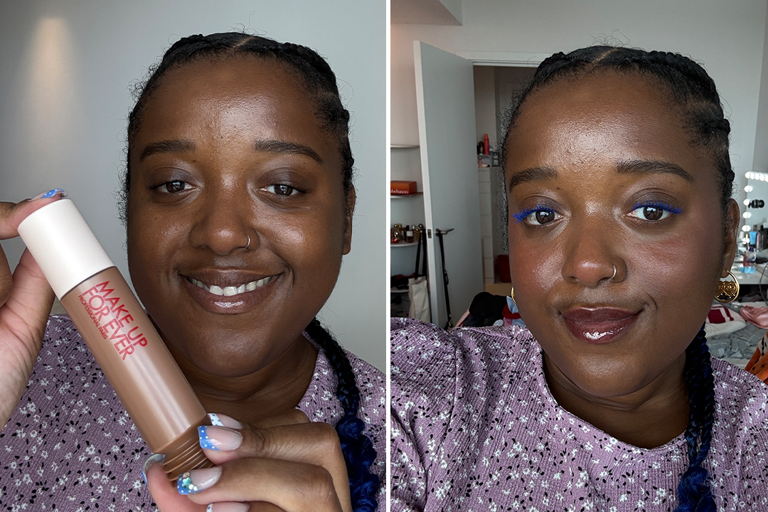 After application (left) and with make-up applied (right) (Vanese Maddix/The Independent)