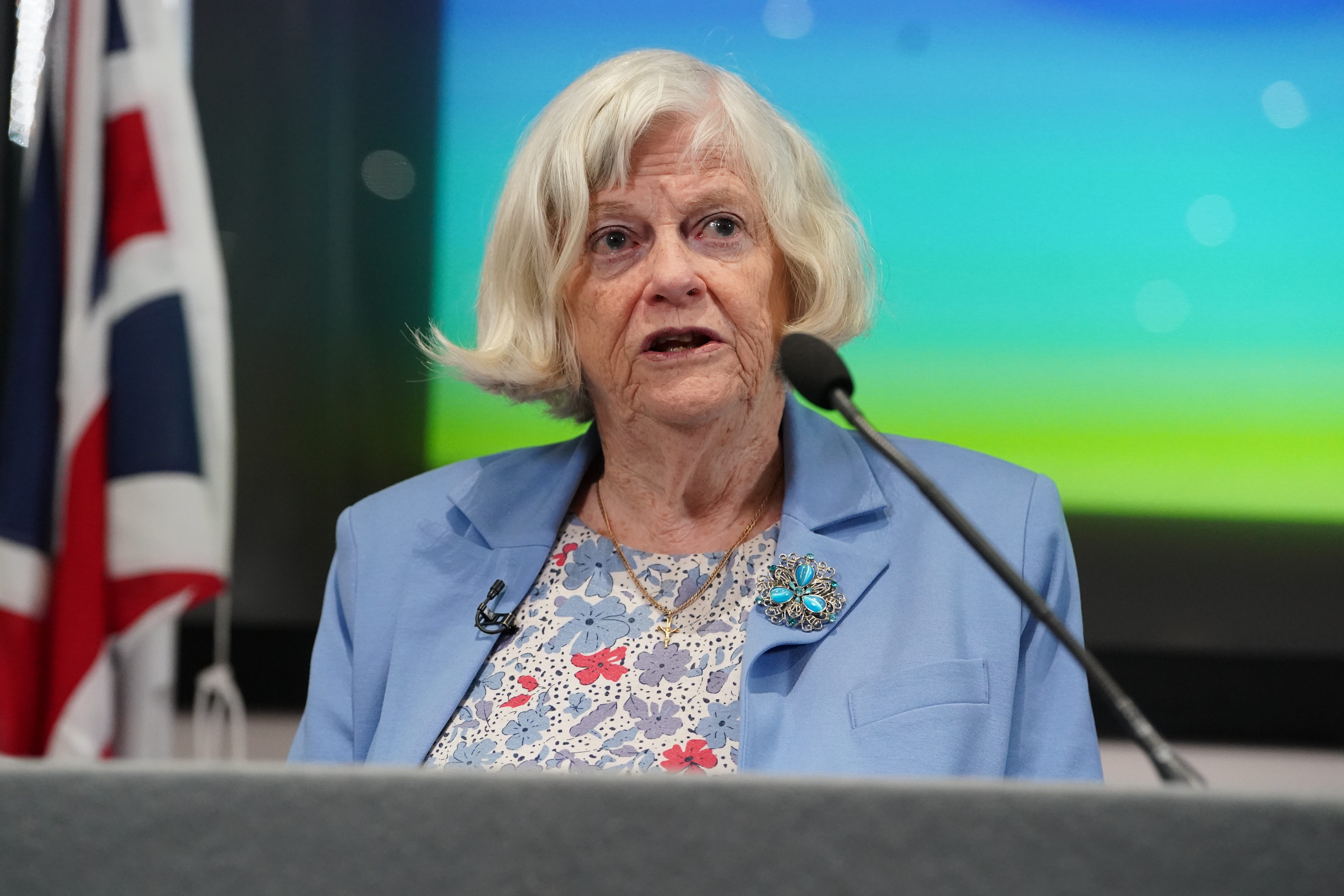 Ann Widdecombe speaking during a Reform UK event (Lucy North/PA)