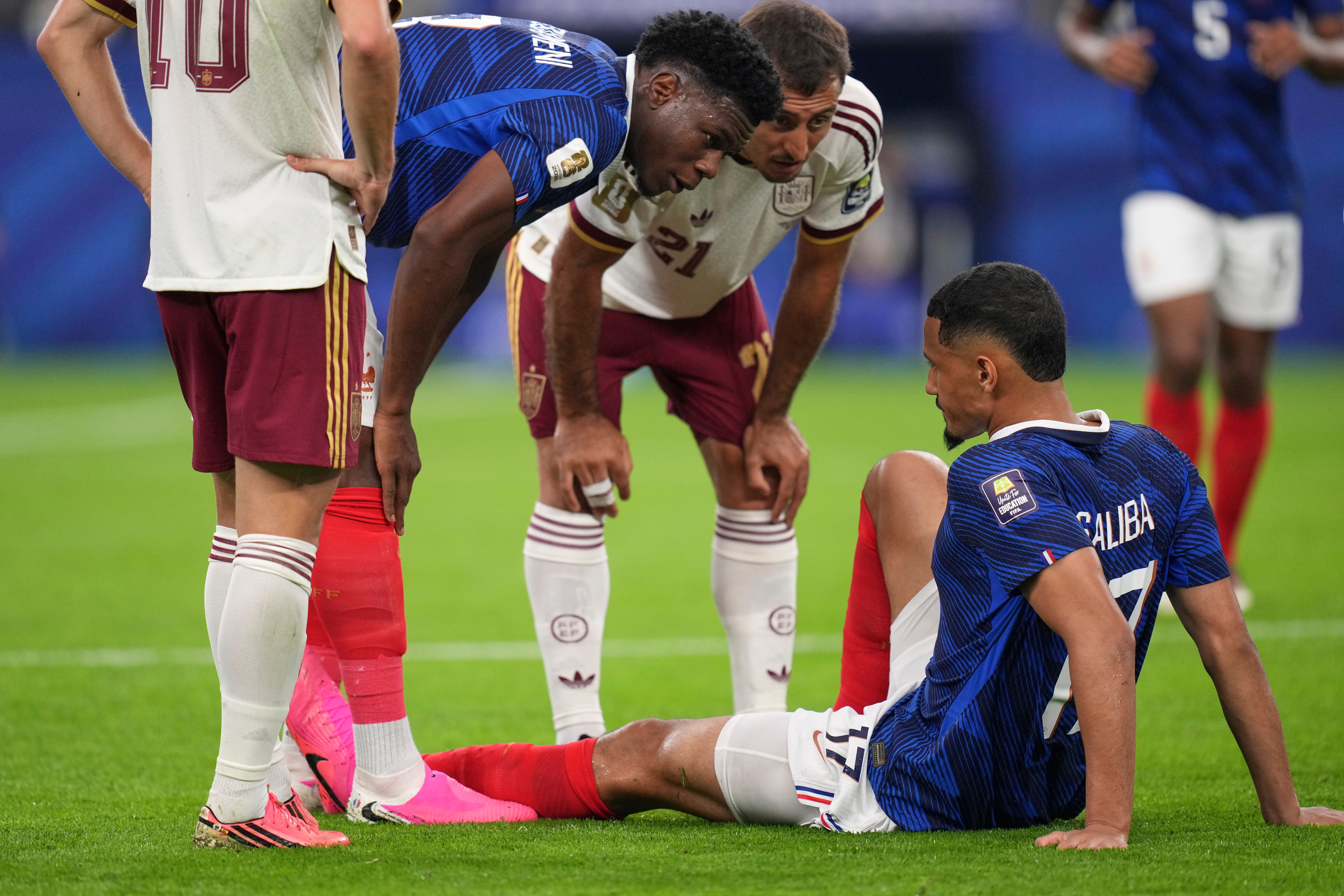 William Saliba suffered a suspected muscular injury against Spain