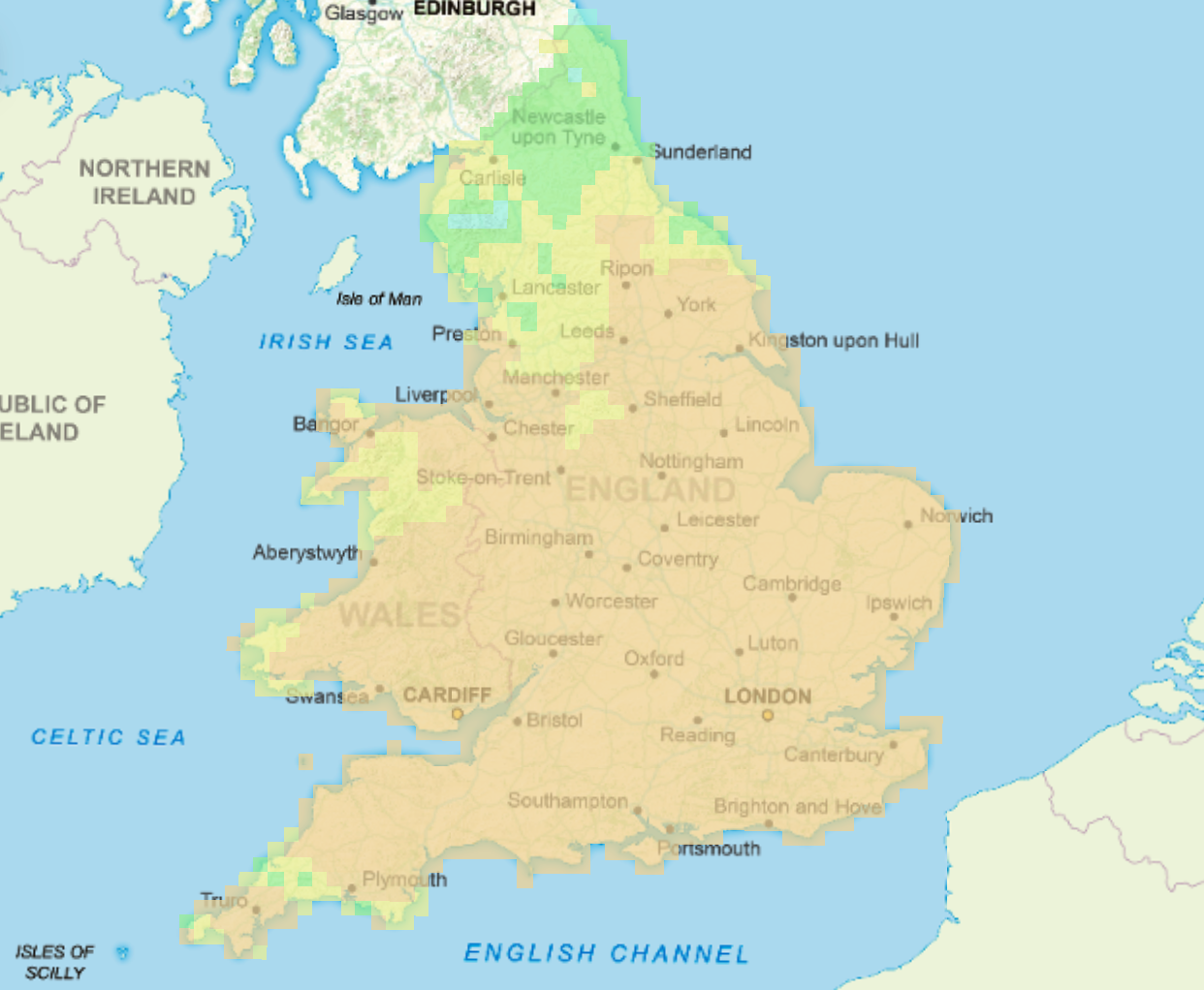 Natural England's fire severity index map for Tuesday (Natural England)