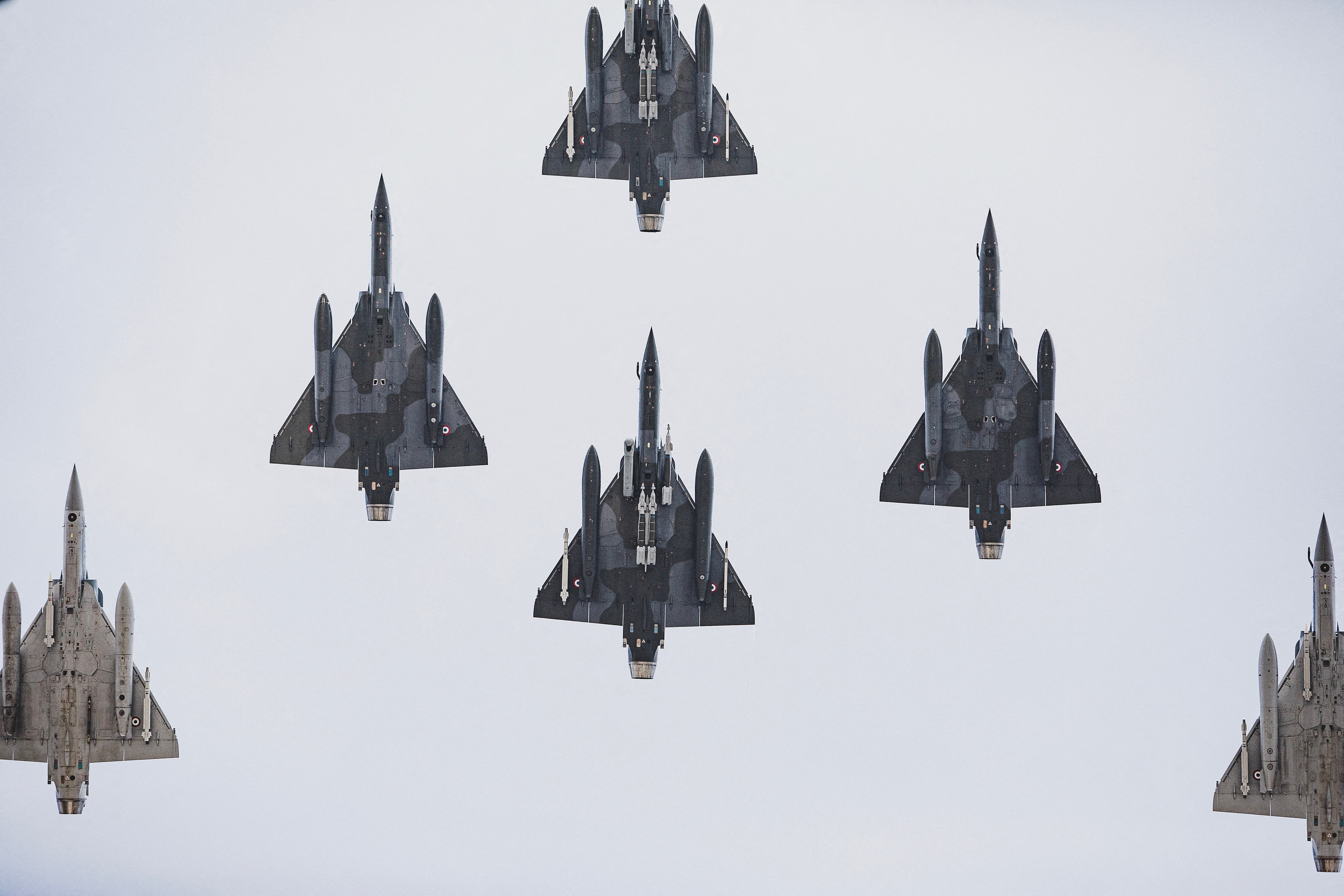 Six Mirage 2000 from the french air and space forces in Paris in France on July 14, 2026. July 14th Air Force Parade (AFP/Getty)