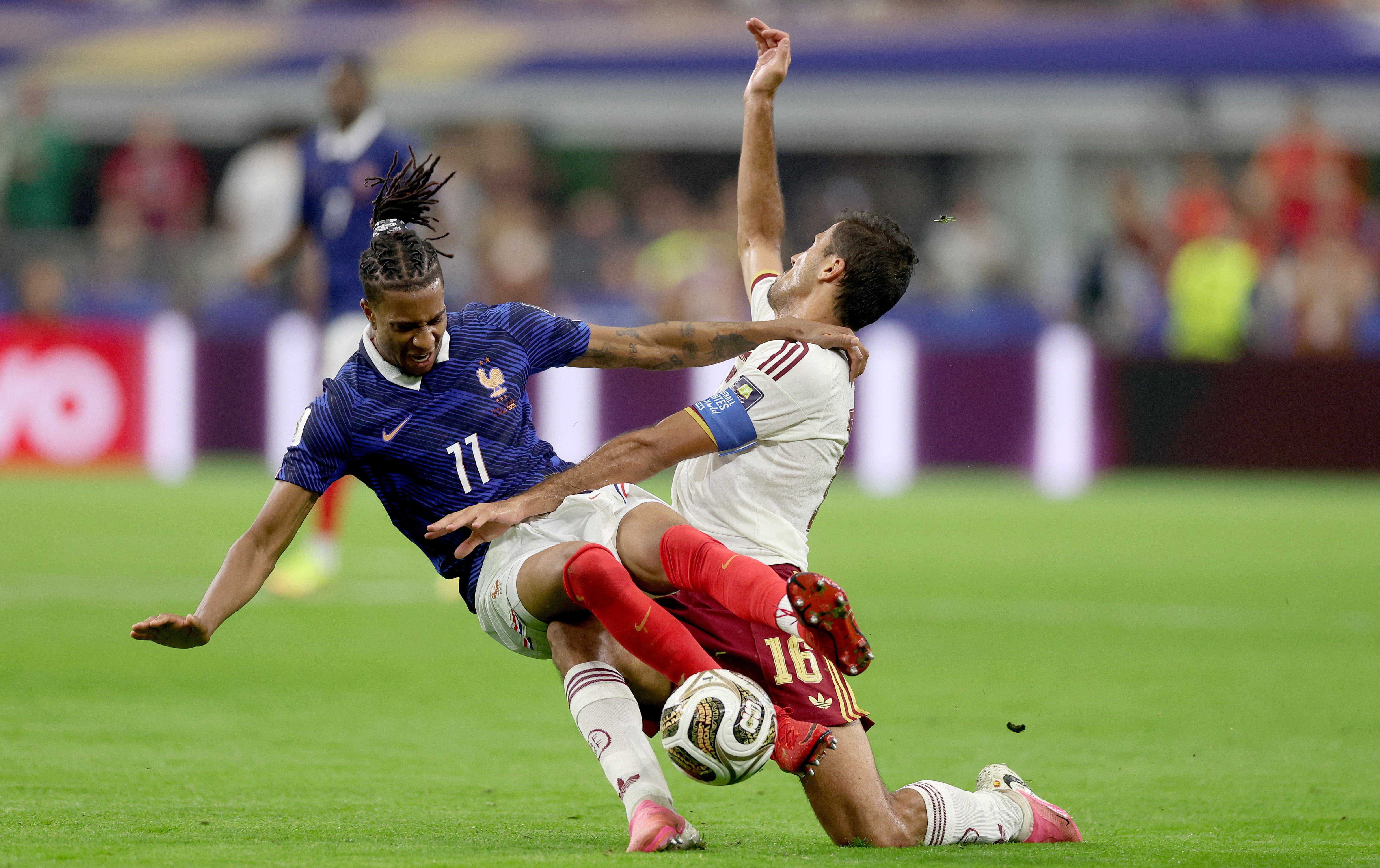Michael Olise of France is challenged by Rodri of Spain (Getty)