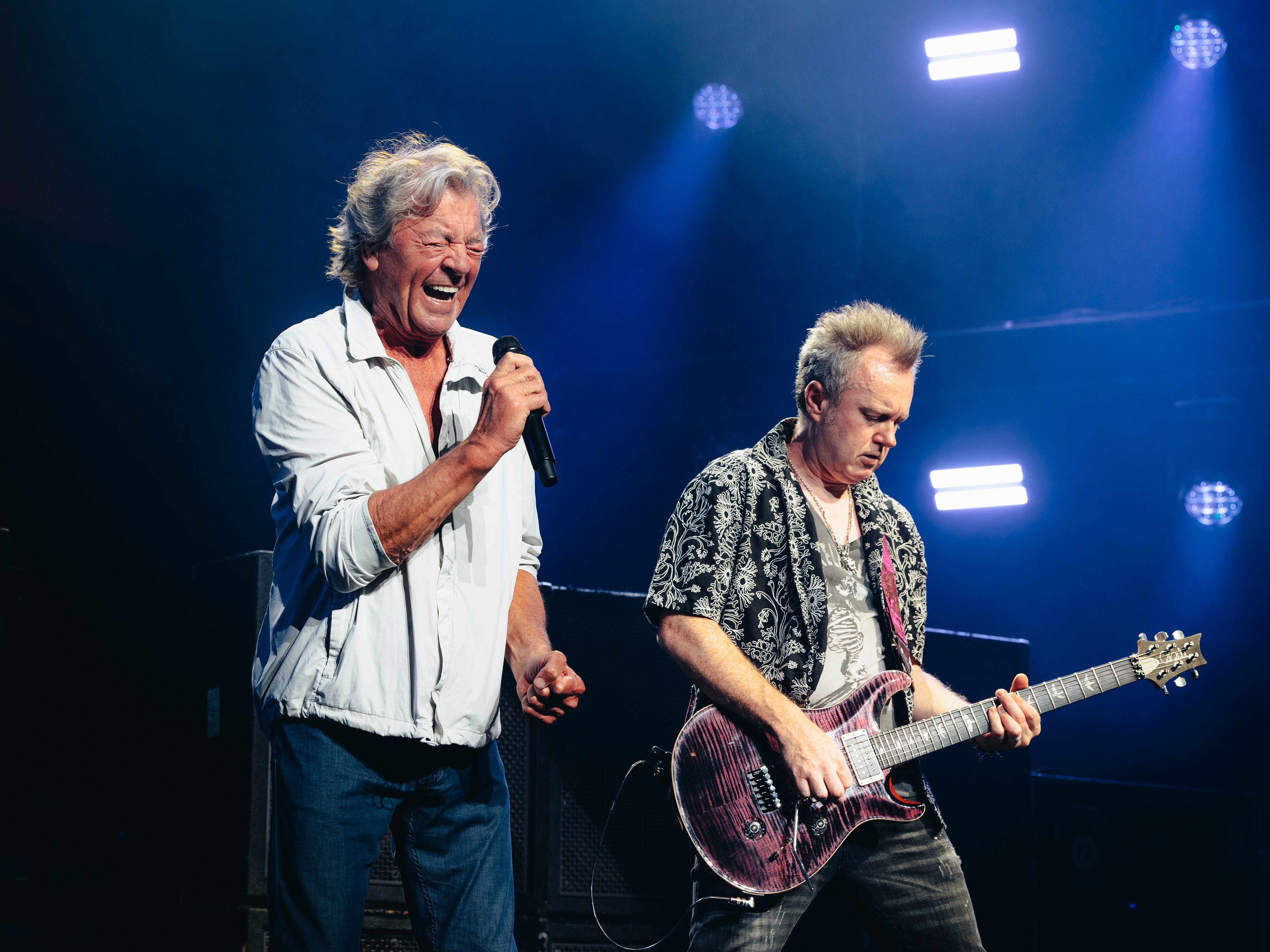 Deep Purple, led by frontman Ian Gillan (left), at the Montreux Jazz Festival