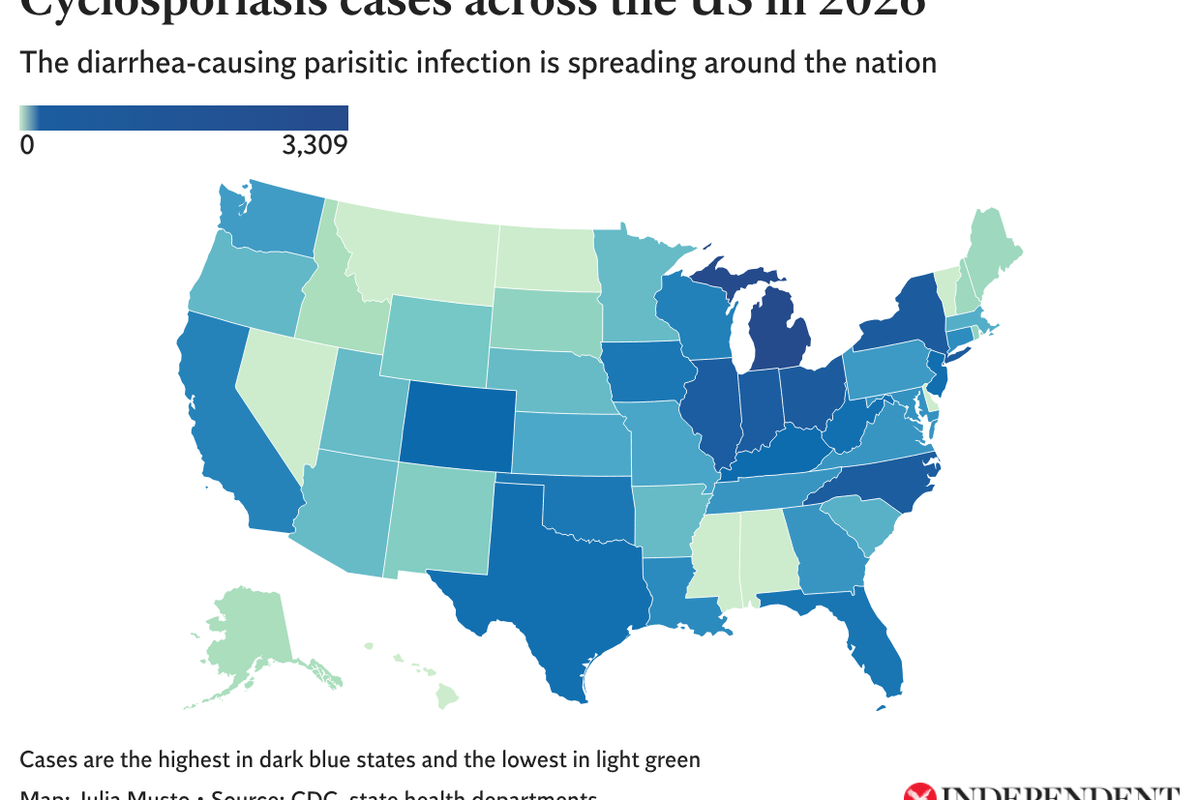 Mapped: Cases of diarrhea’ cyclosporiasis are soaring