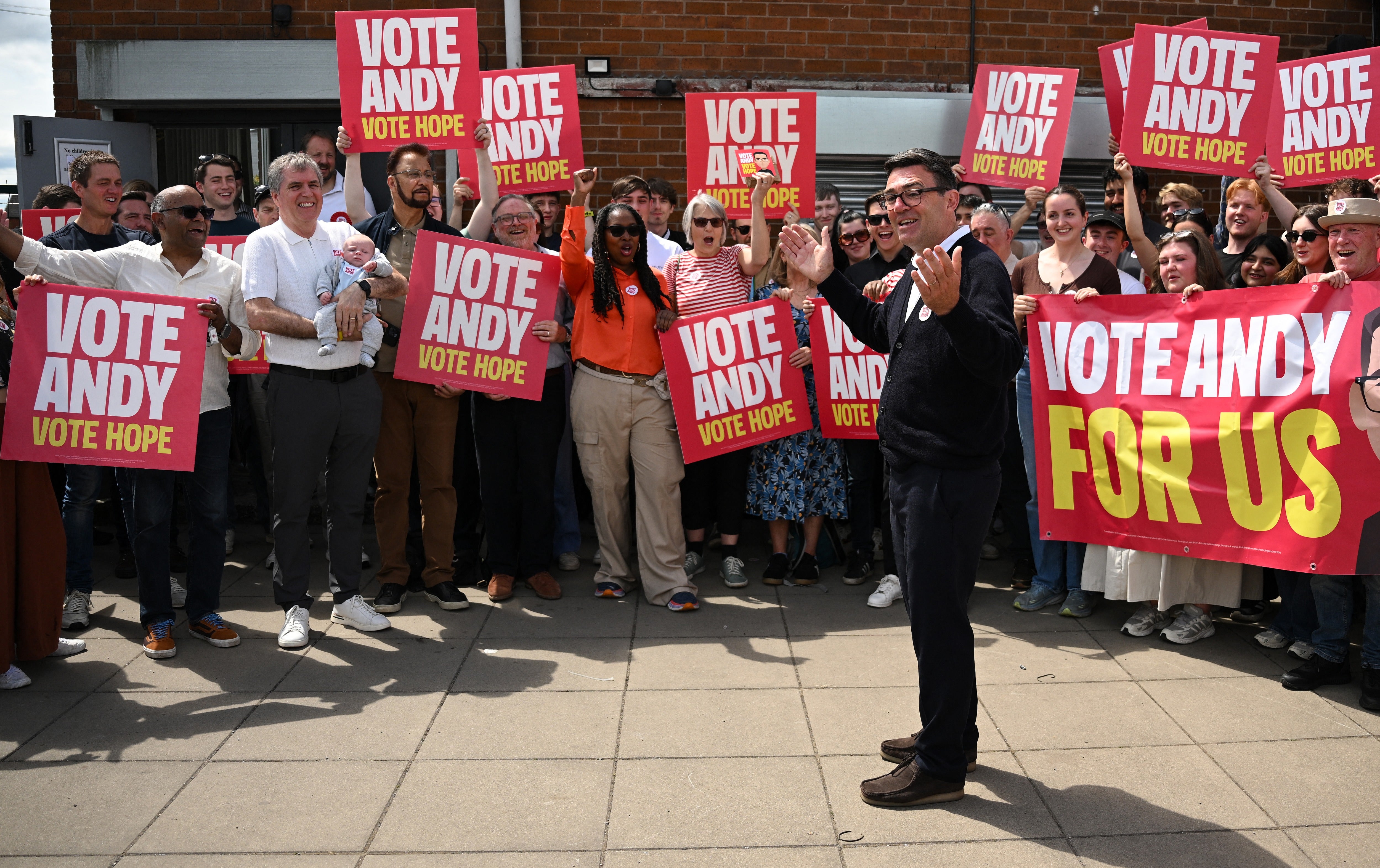 Andy Burnham campaigning in Makerfield