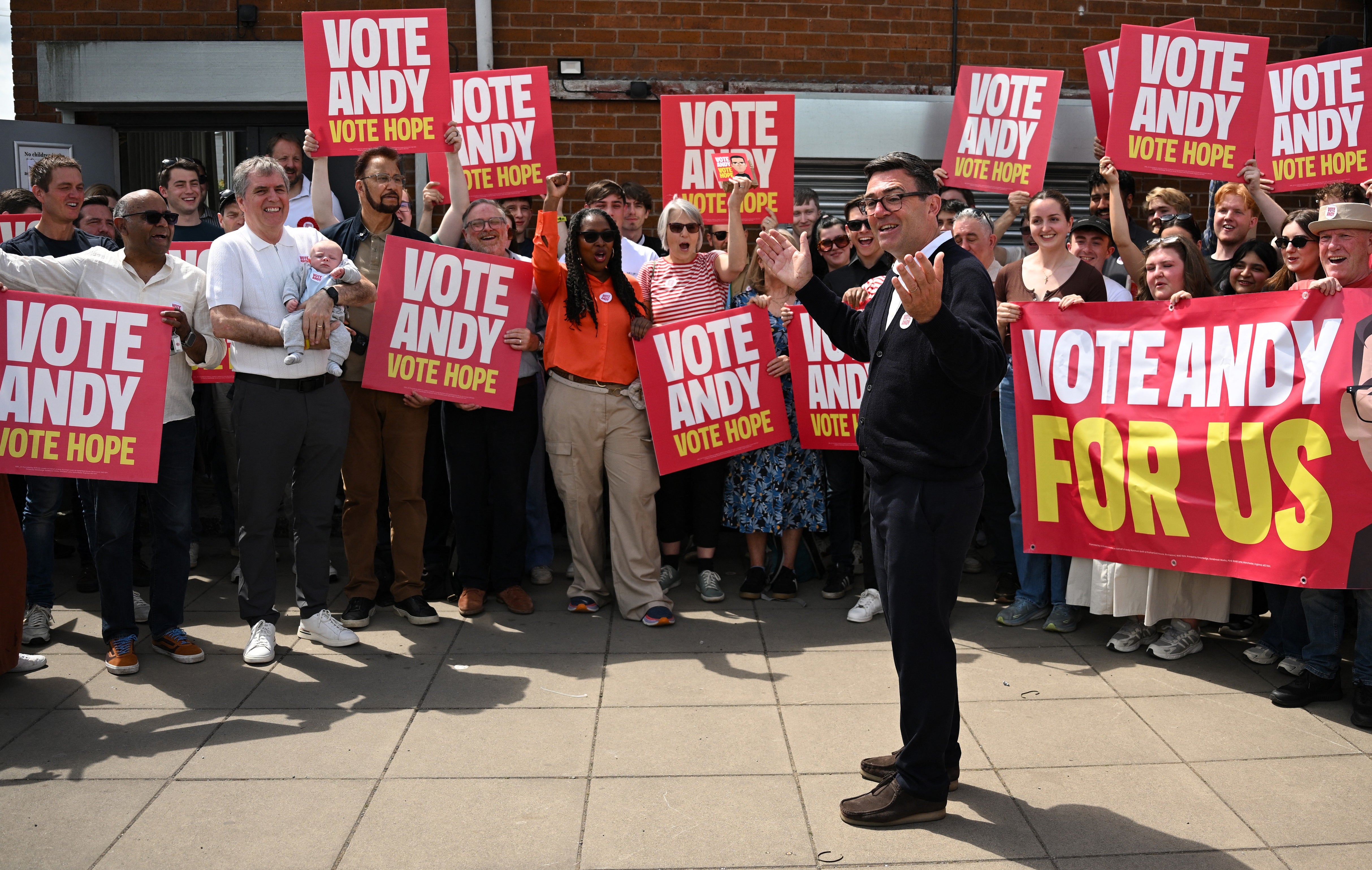 Andy Burnham campaigning in Makerfield (AFP/Getty)