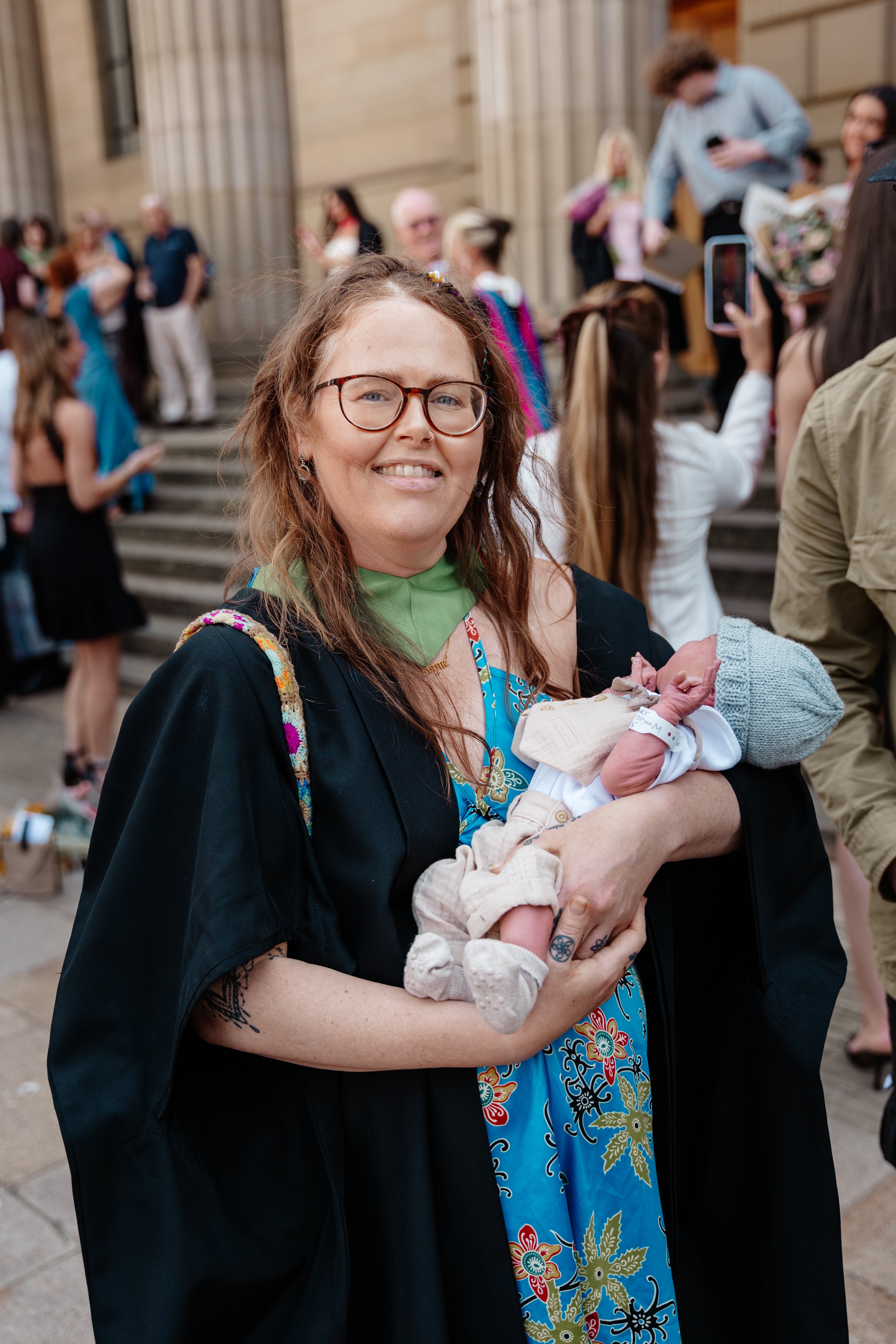 Clare Hart, 40, feared she might miss her Abertay University graduation ceremony on 10 July after her due date of 3 July came and went (PA)