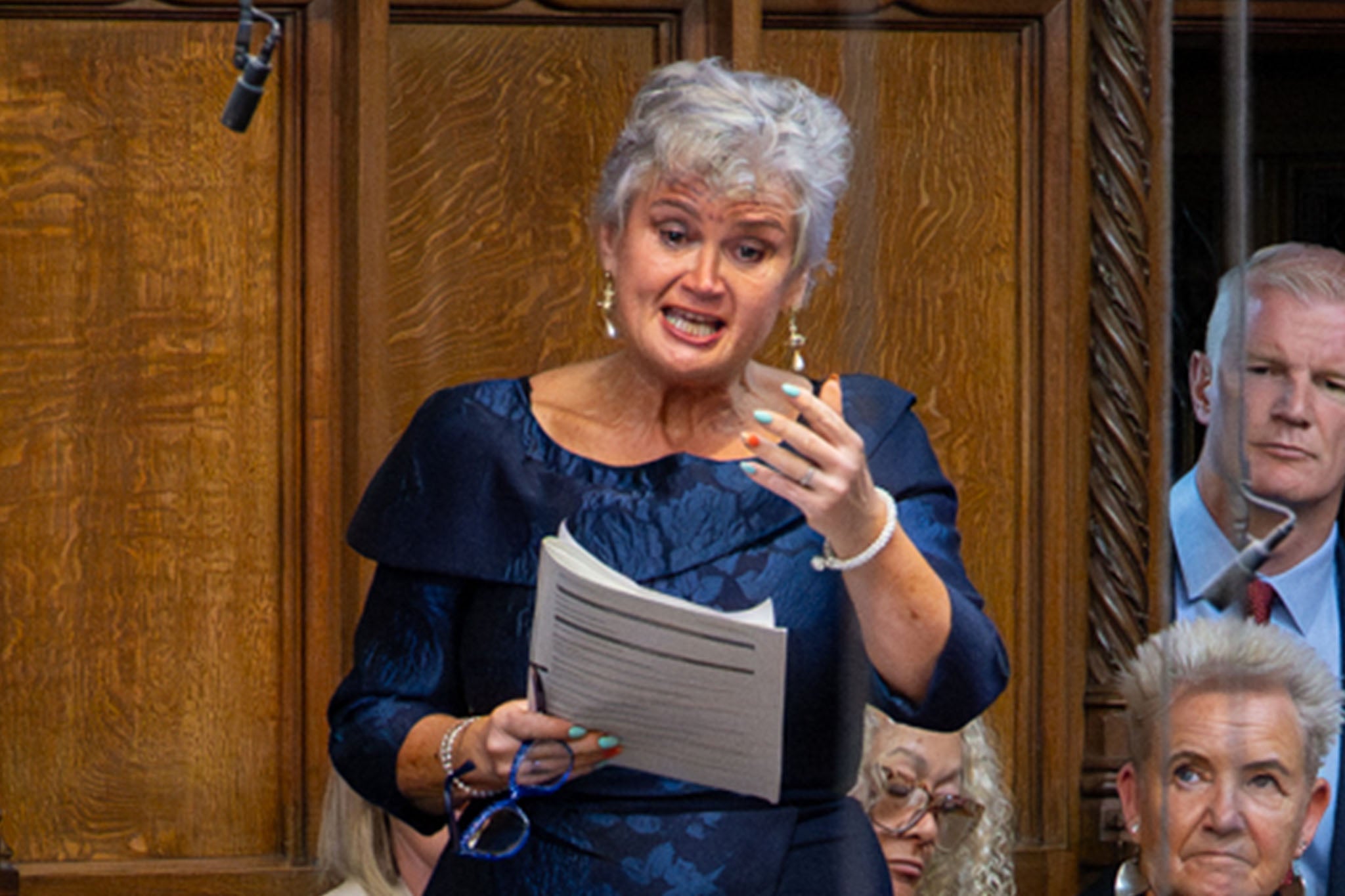 Labour MP Carolyn Harris was overcome with emotion as she asked Starmer his final PMQs question (House of Commons)