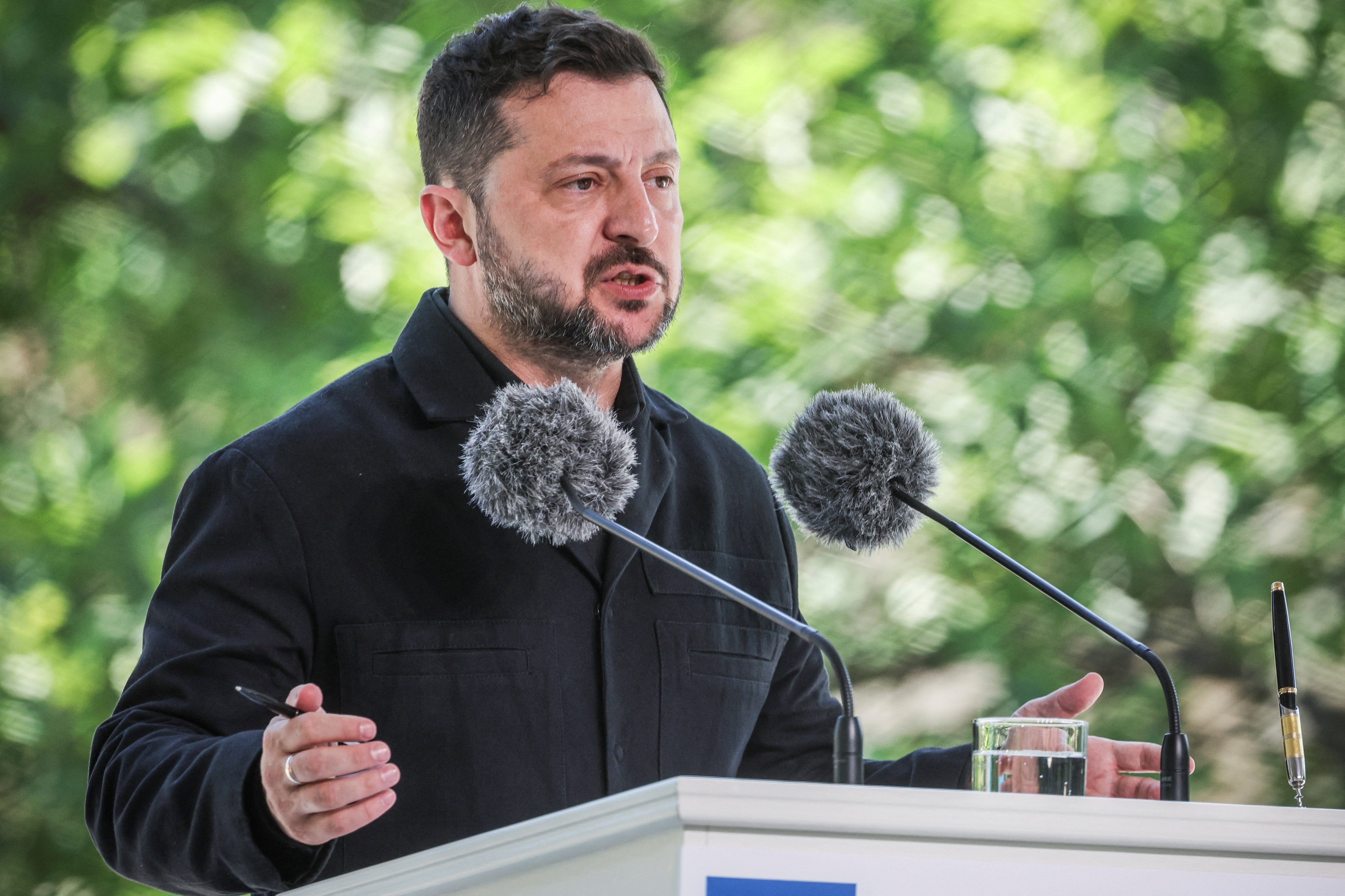 Zelensky speaks to reporters in Kyiv on Wednesday