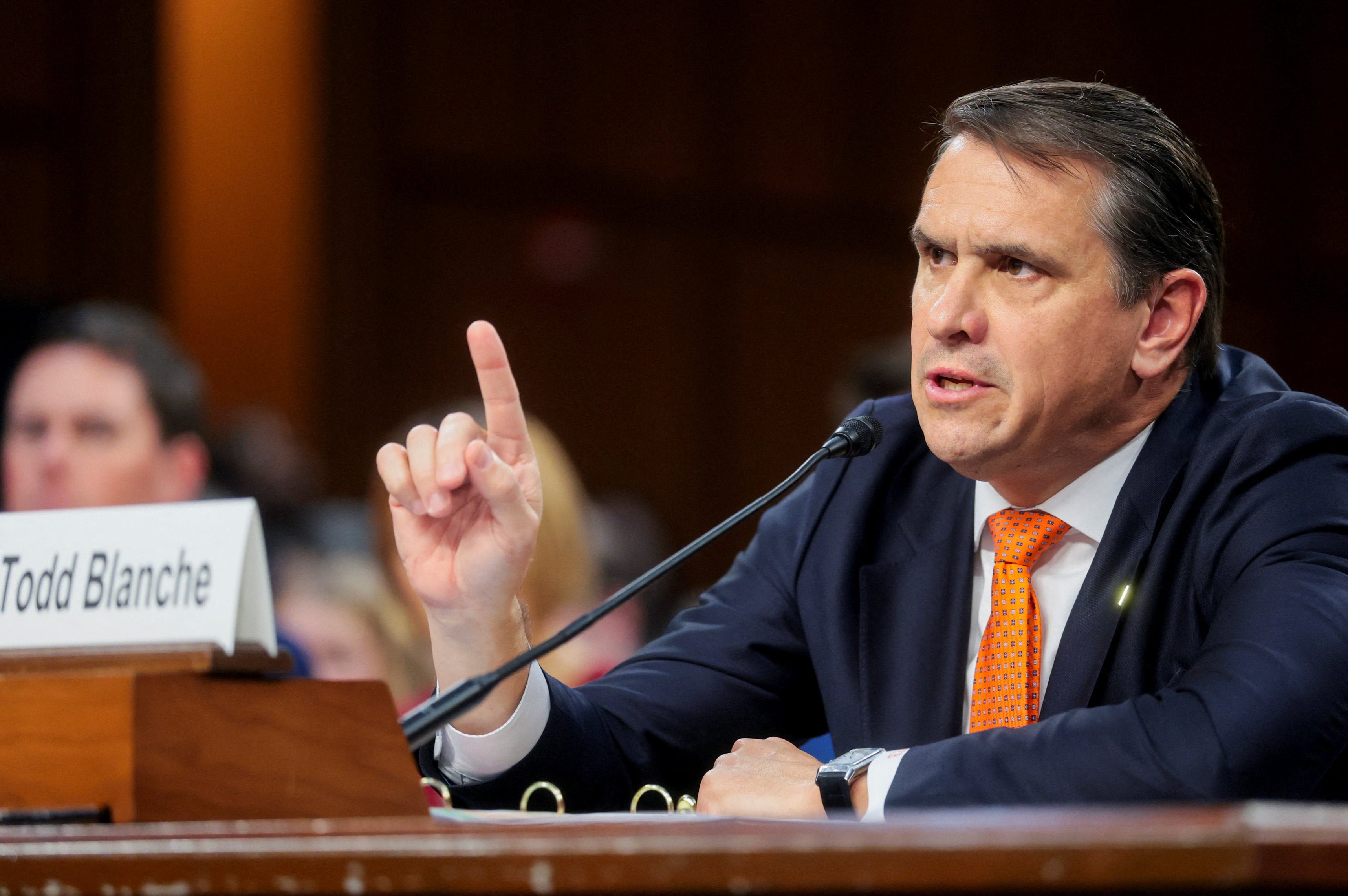 Some groups will ‘remain presumptively ineligible for relief,’ including undocumented immigrants, violent felons and registered sex offenders. Pictured: Blanche speaks at his Senate confirmation hearing