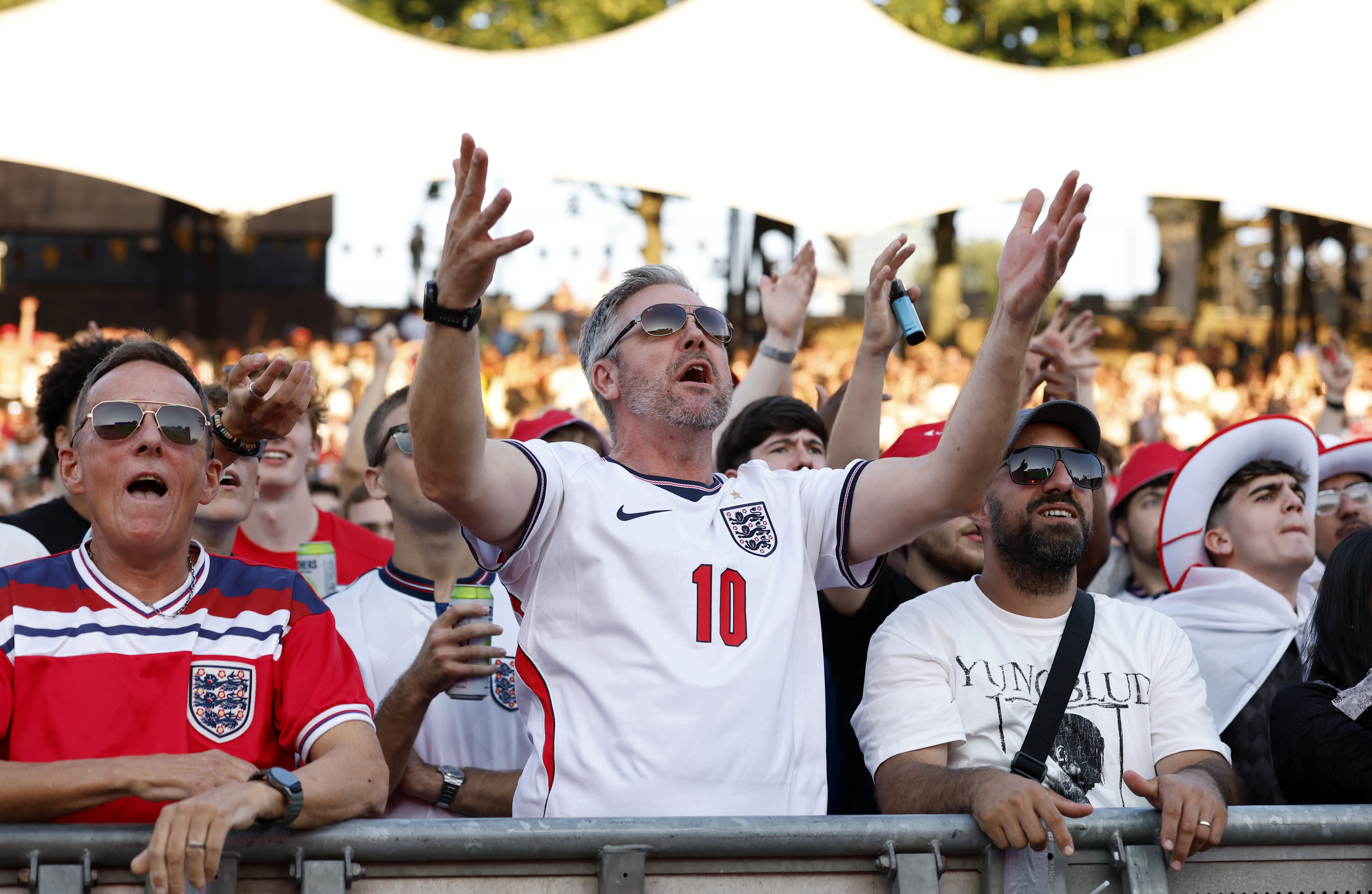 England fans watching a screening of the match (Cody Froggatt/PA)