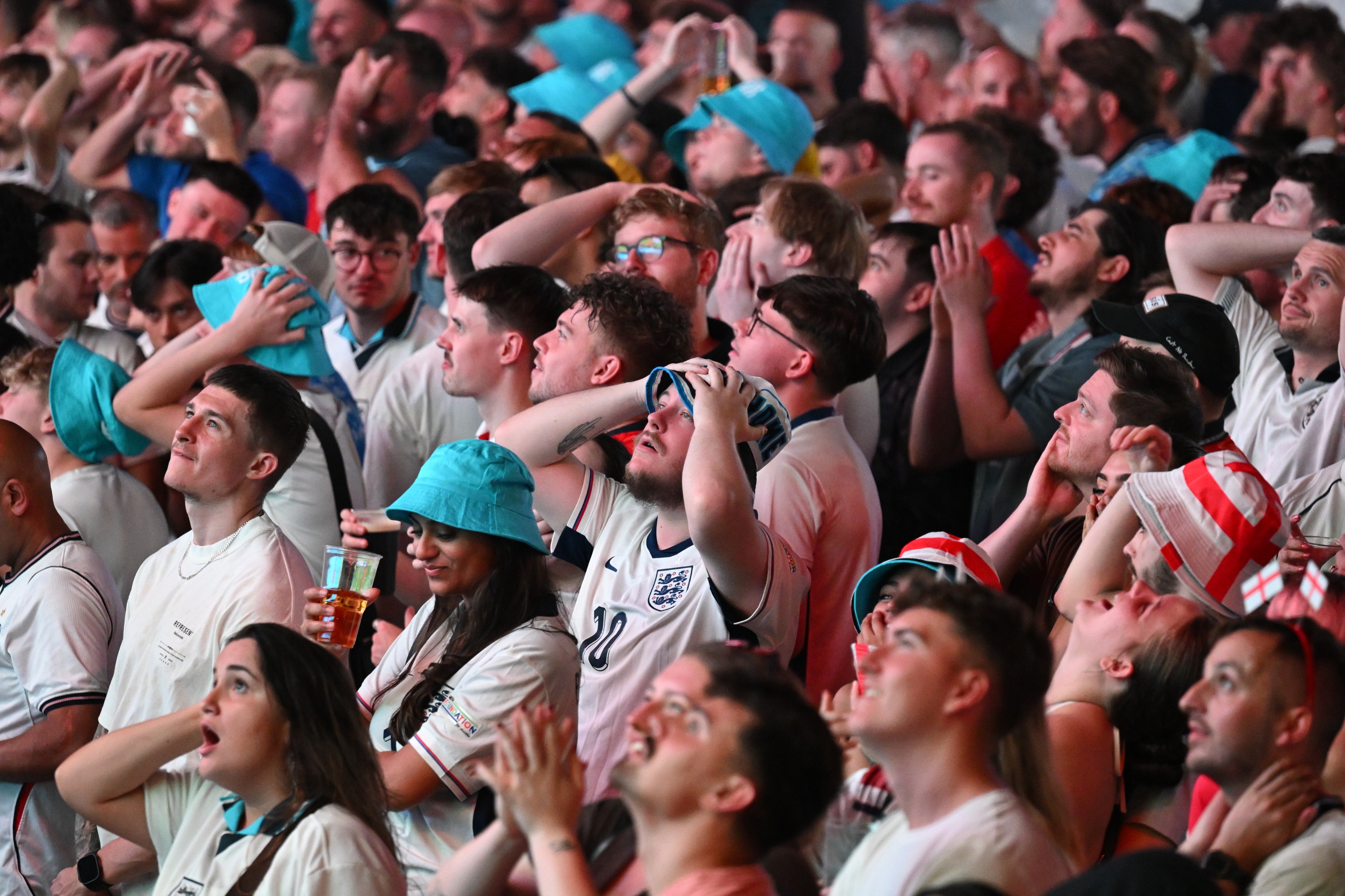 England fans watch the World Cup quarter-final against Norway