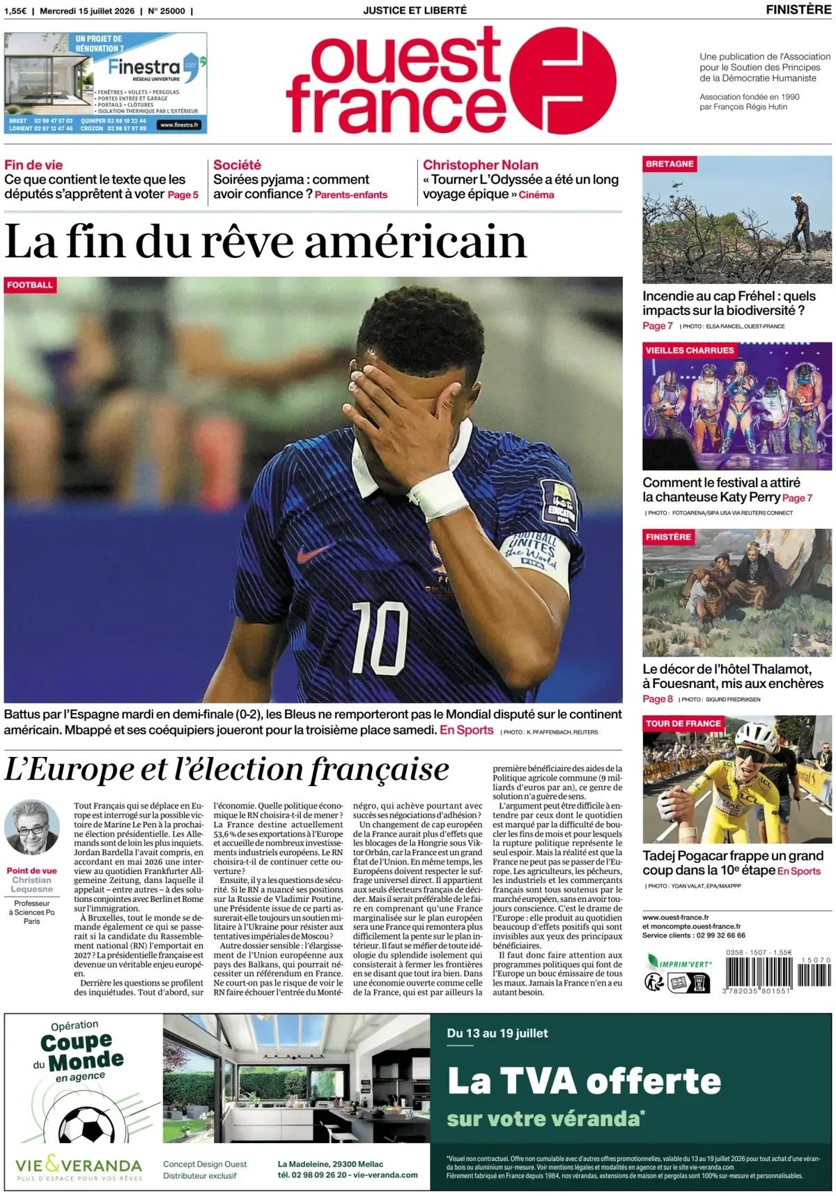 Ouest France described it as 'the end of the American dream'