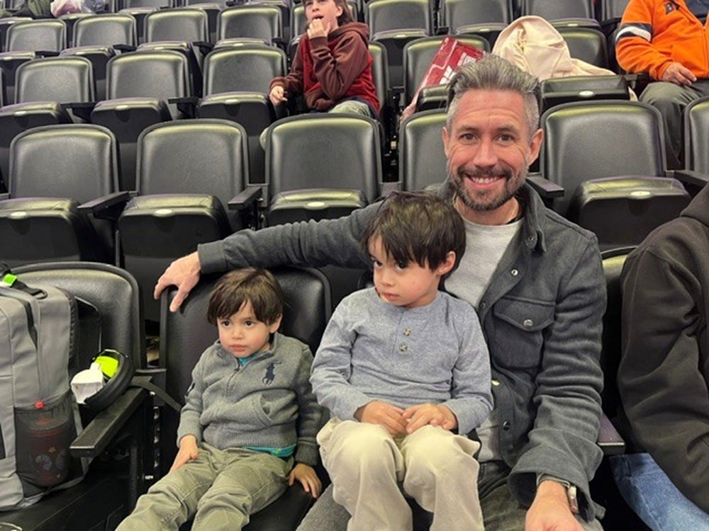 Ben Baier with Nathaniel (left) and Blaine (right) (Ben Baier/PA)