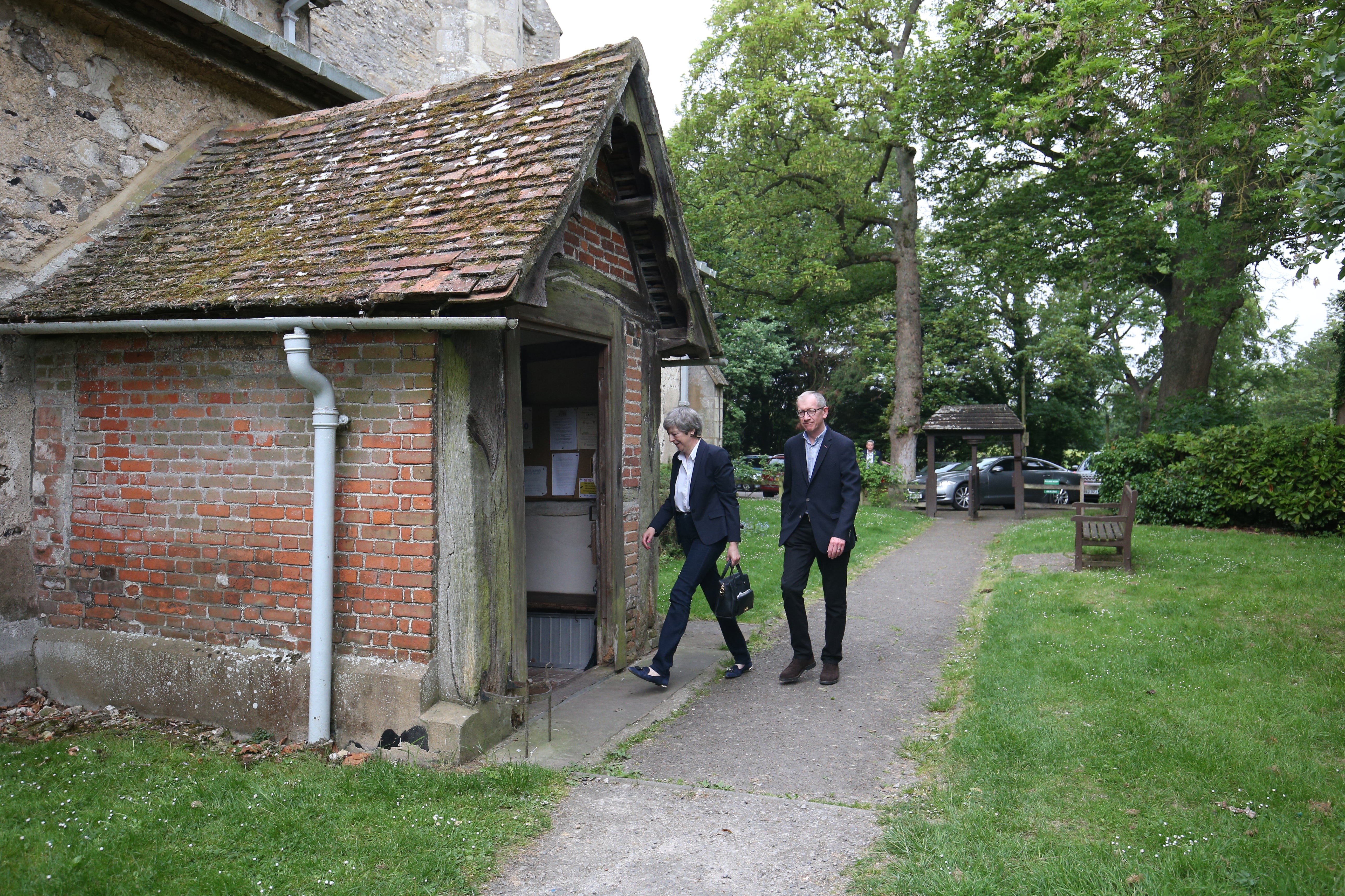 Theresa May arrives with her husband Philip to attend a church service near her Maidenhead constituency (Archive/PA)