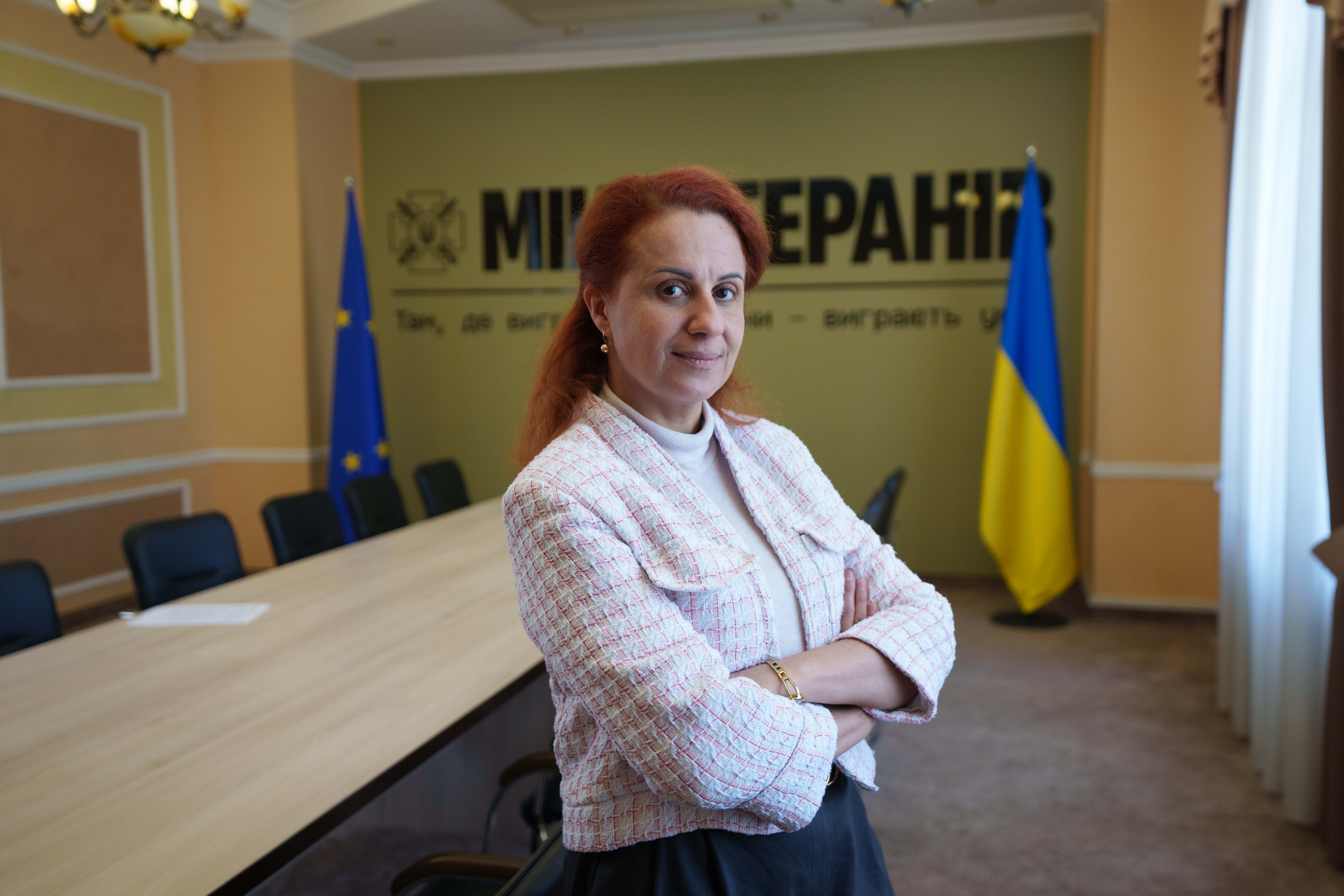 Natalia Kalmykova, Ukraine's Veterans Affairs Minister (AP Photo/Evgeniy Maloletka)