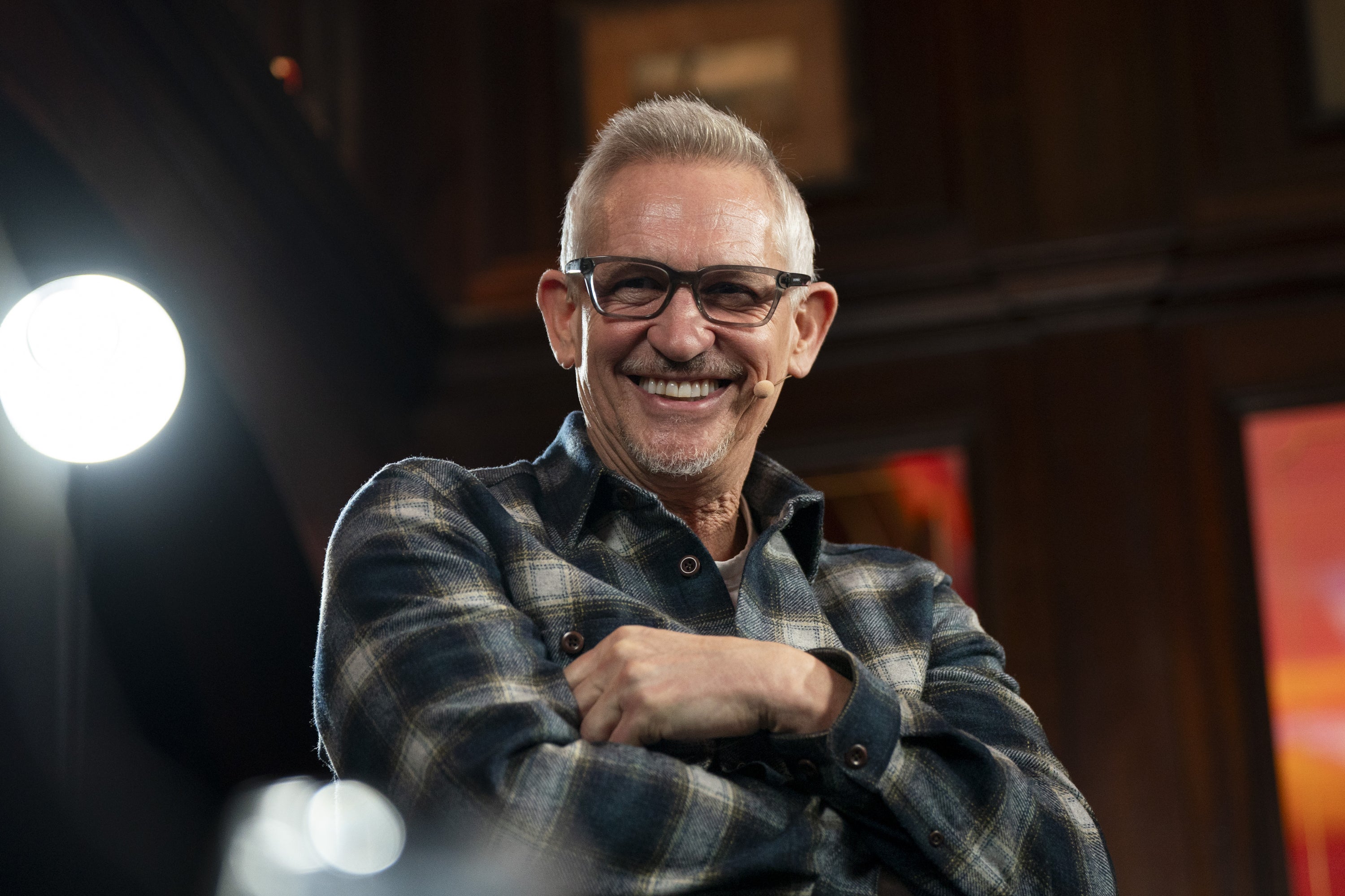 Gary Lineker during a The Rest is Football live show (PA)