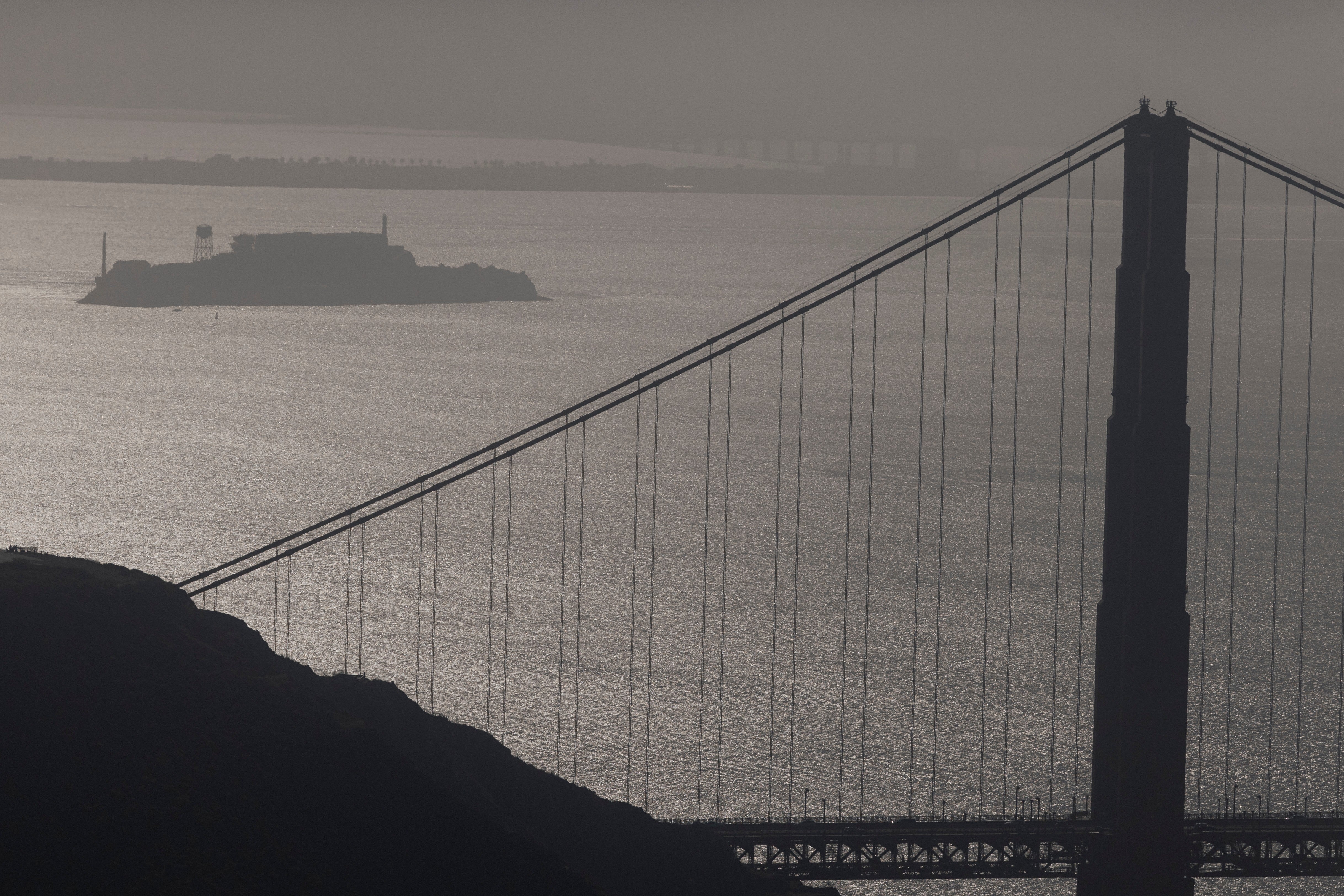 Alcatraz Island is seen from the Marin Headlands in Sausalito (AP)