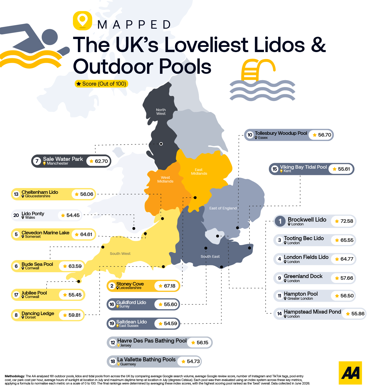 A map of the UK’s best outdoor pools