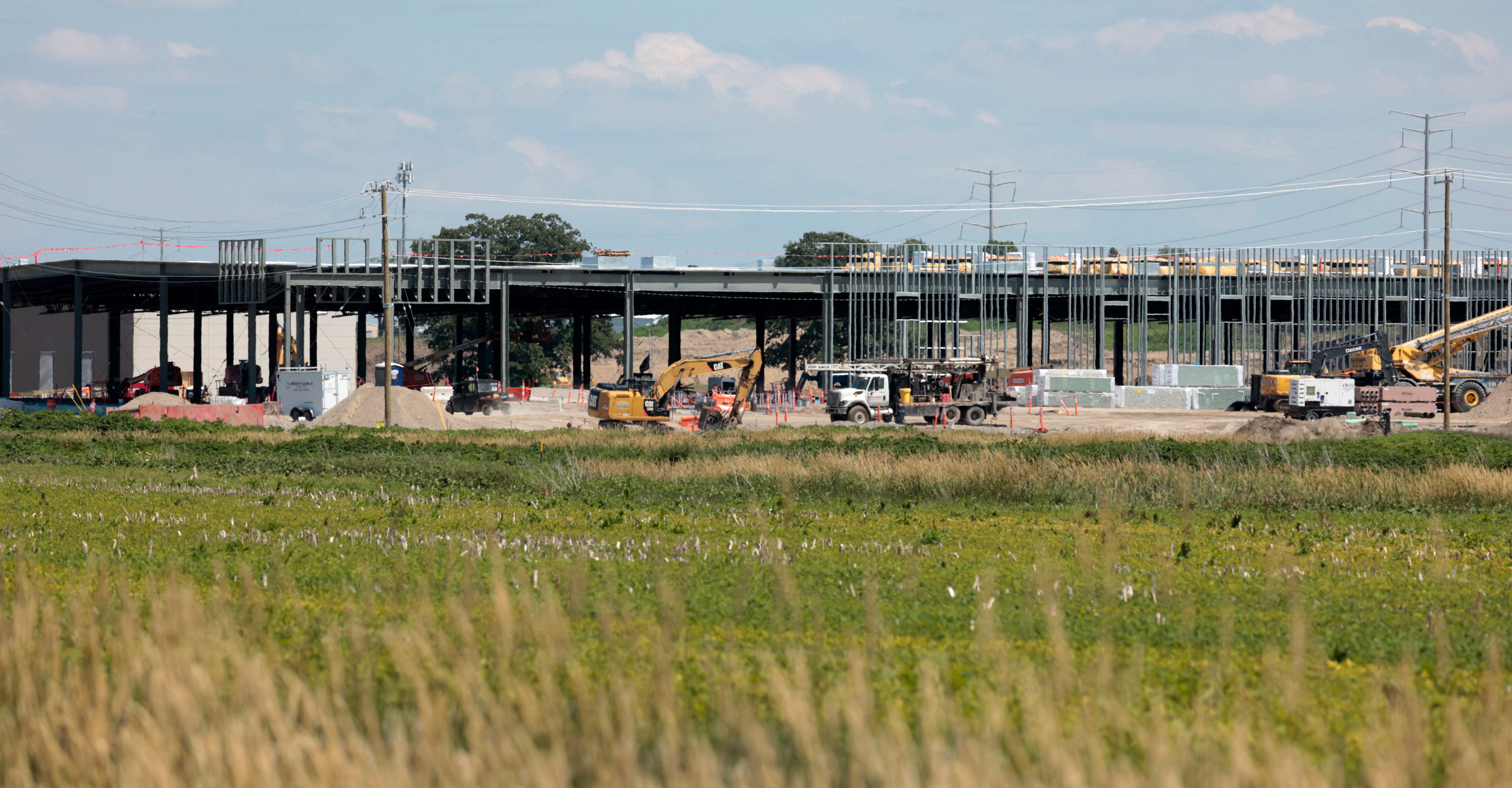 A view of the "Saline Barn" Data Center under construction in Saline Township