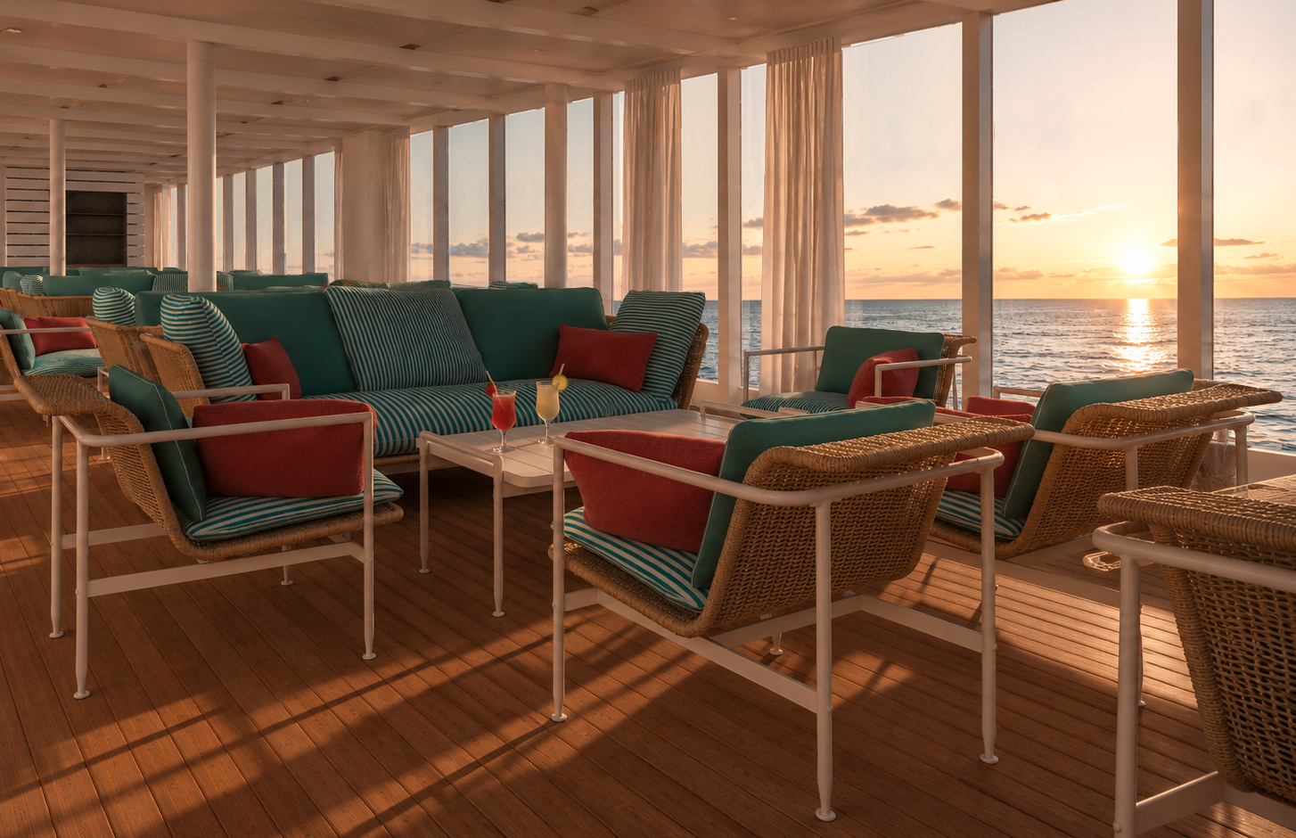 The pool deck on Crystal Grace will have its own family areas