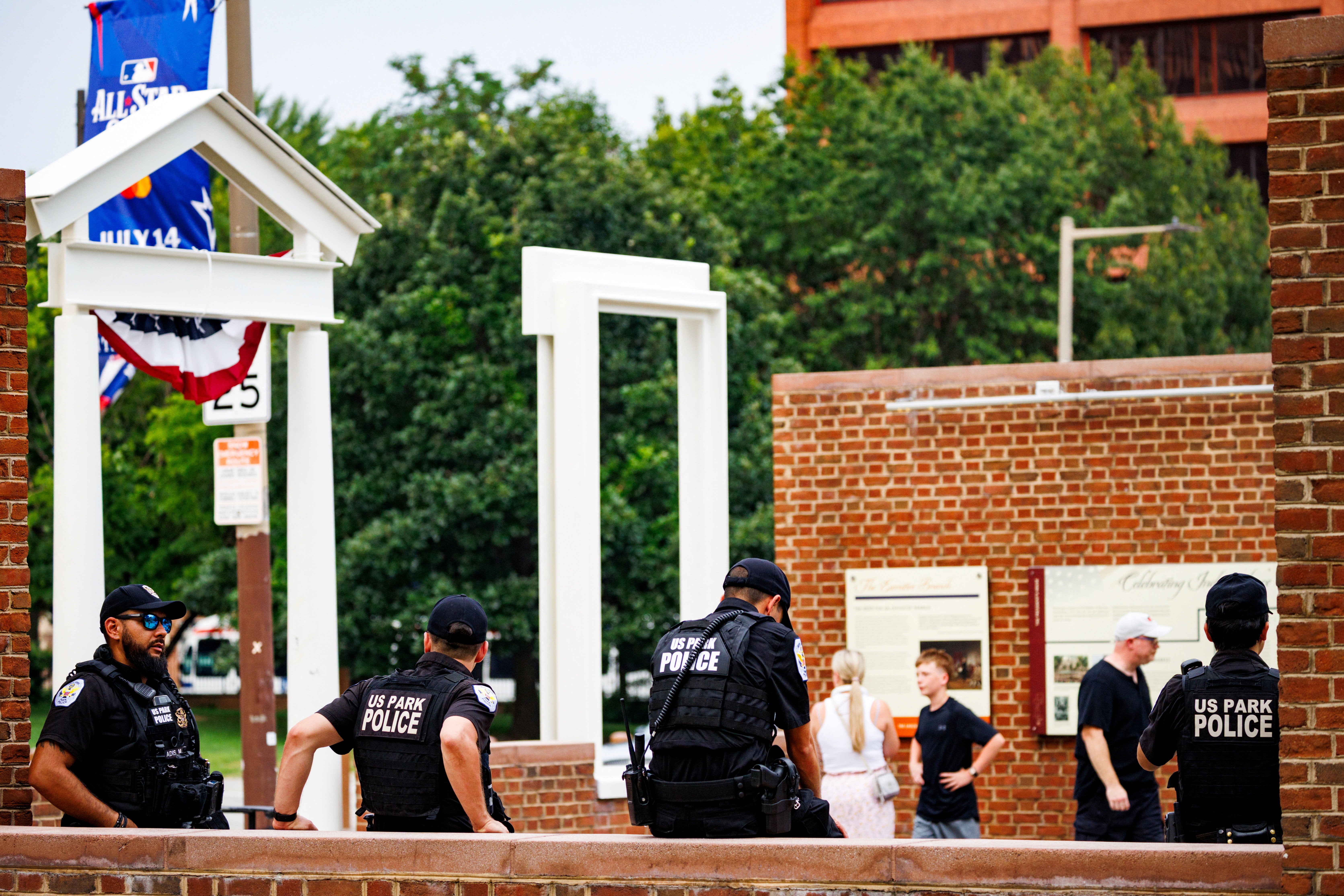 US Park Police guard the new installation at the President’s House