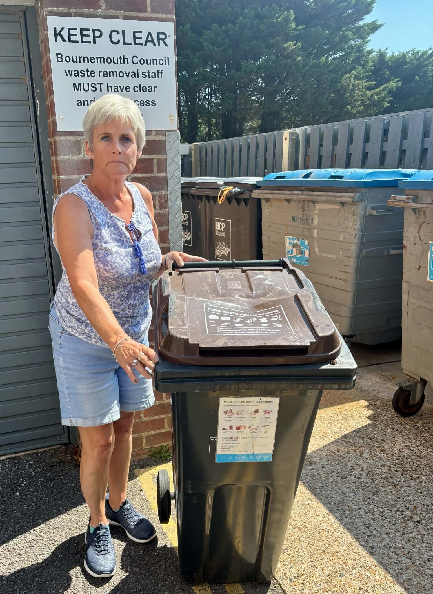 Lyn Moreland said her block of 36 flats in Boscombe finally had theirs collected on Monday after four missed weeks