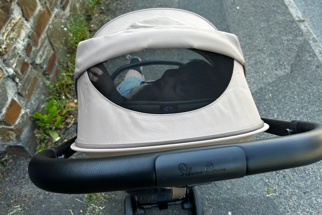 There’s an extendable UPF sun canopy with a generous viewing window (Rebecca Moore/The Independent)