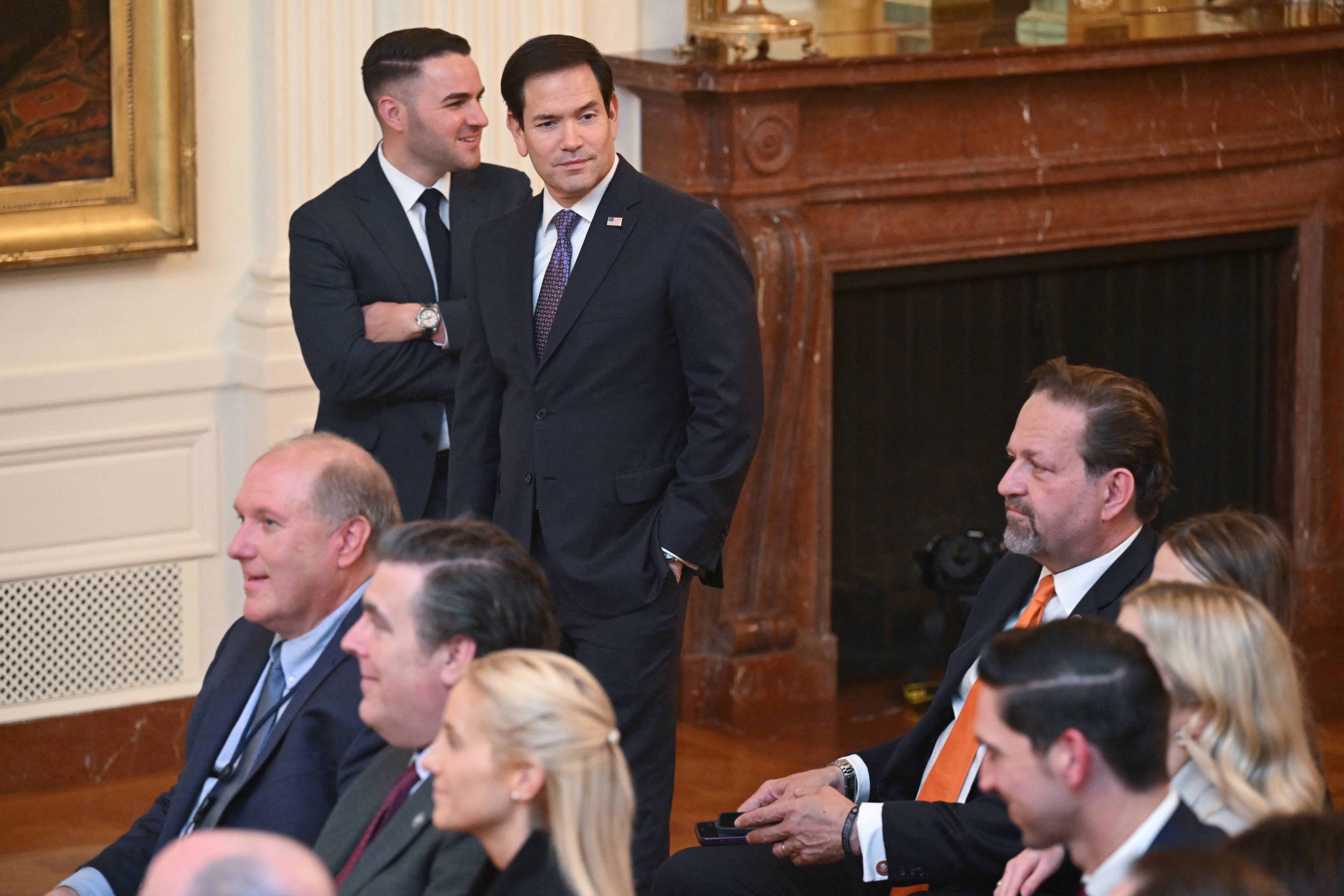 Secretary of State Marco Rubio and adviser Sebastian Gorka were also in attendance (Reuters)