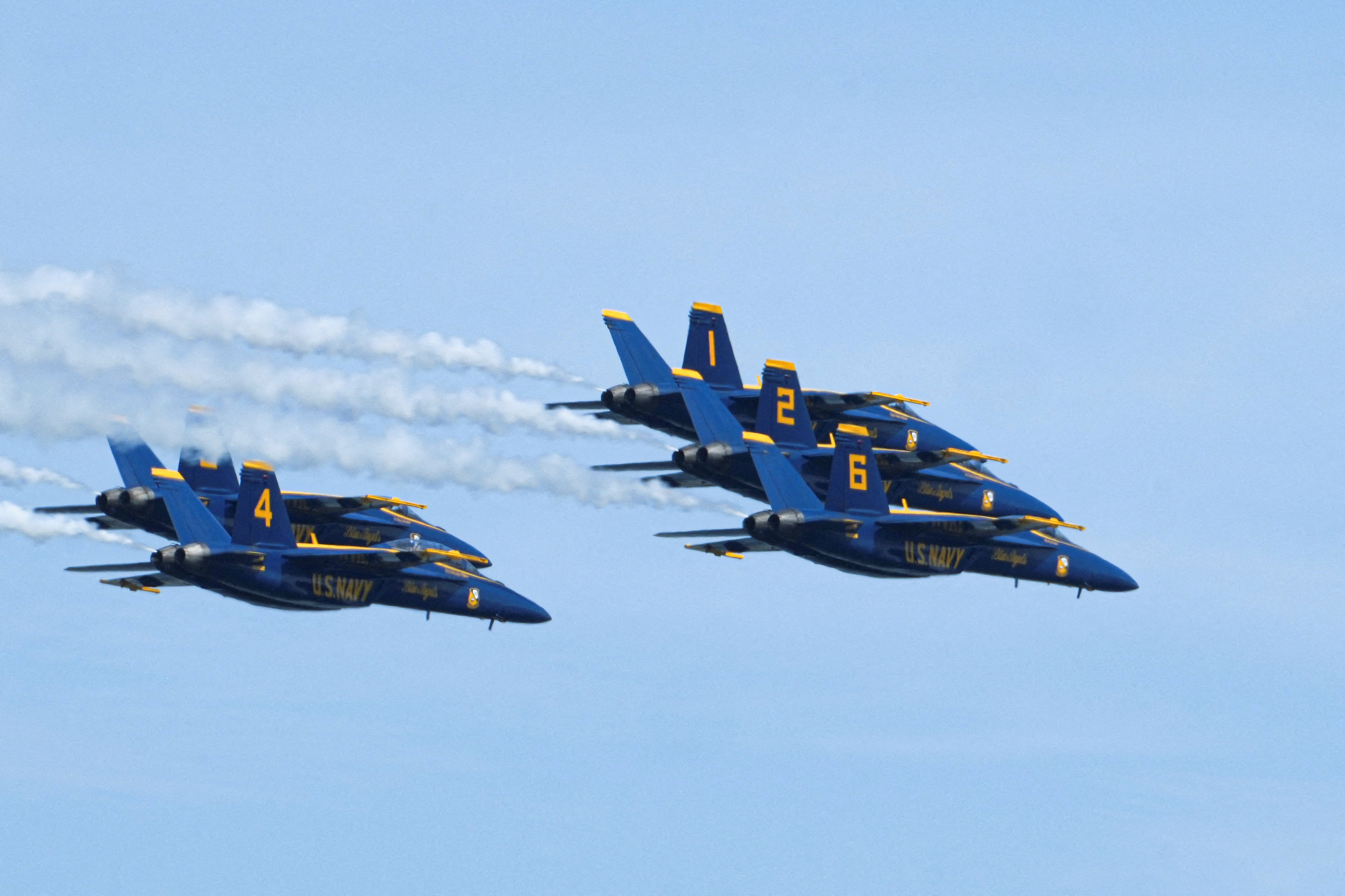 U.S. Navy Blue Angels perform a flyover as the United States celebrates its 250th anniversary on Independence Day in New York City, U.S., July 4, 2026.