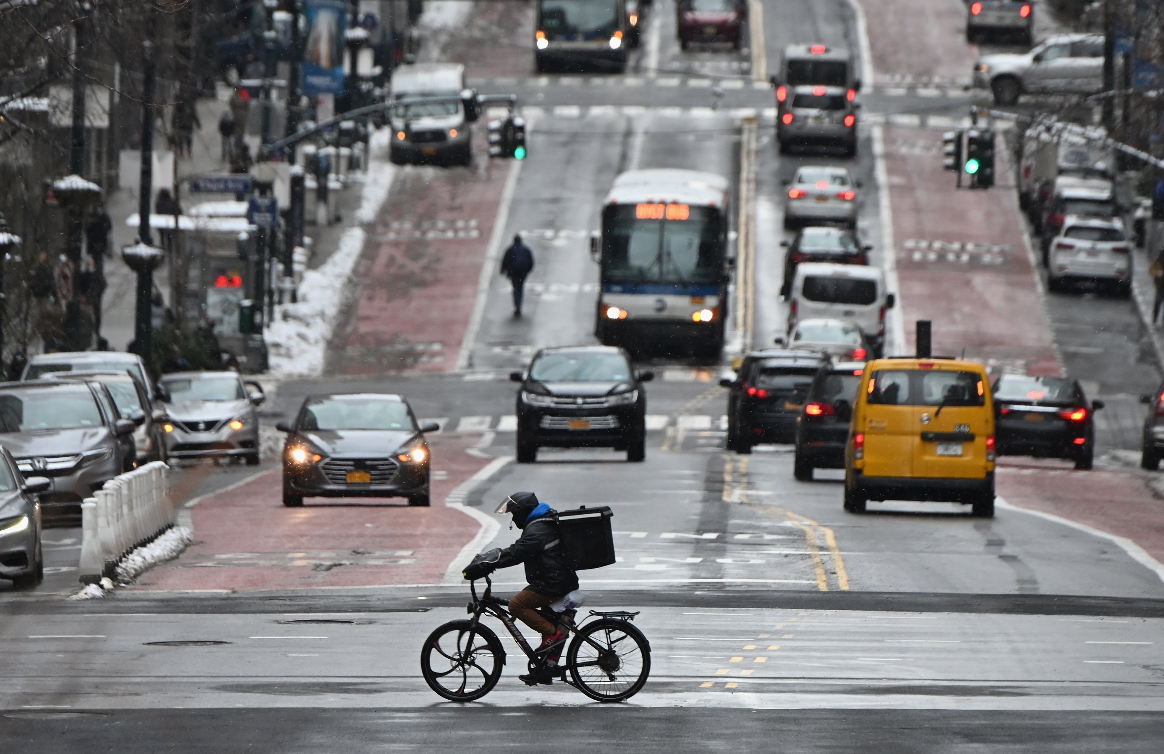 E-bikes have become a familiar site on the streets of New York City (stock image)