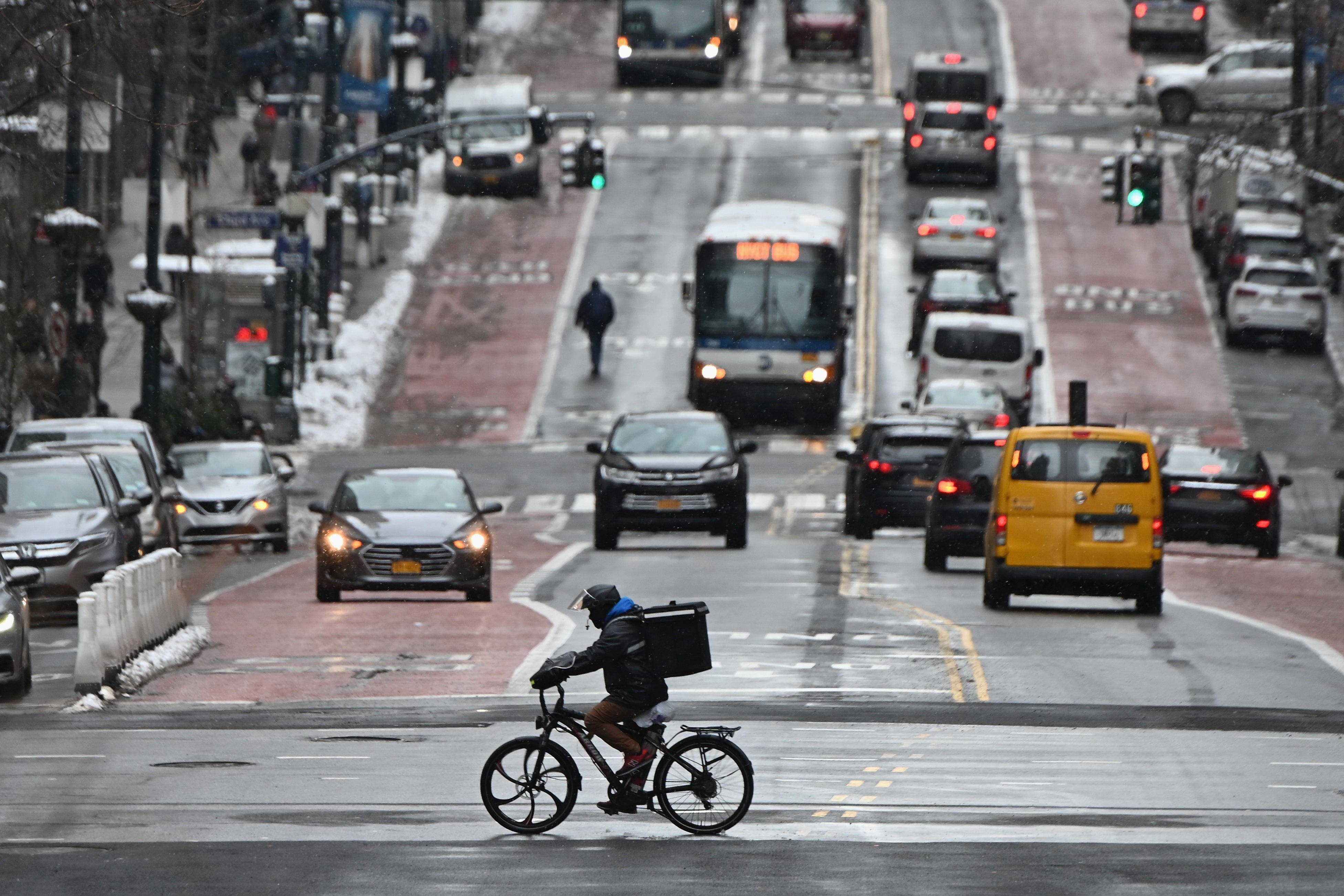 E-bikes have become a familiar site on the streets of New York City (stock image) (AFP/Getty)