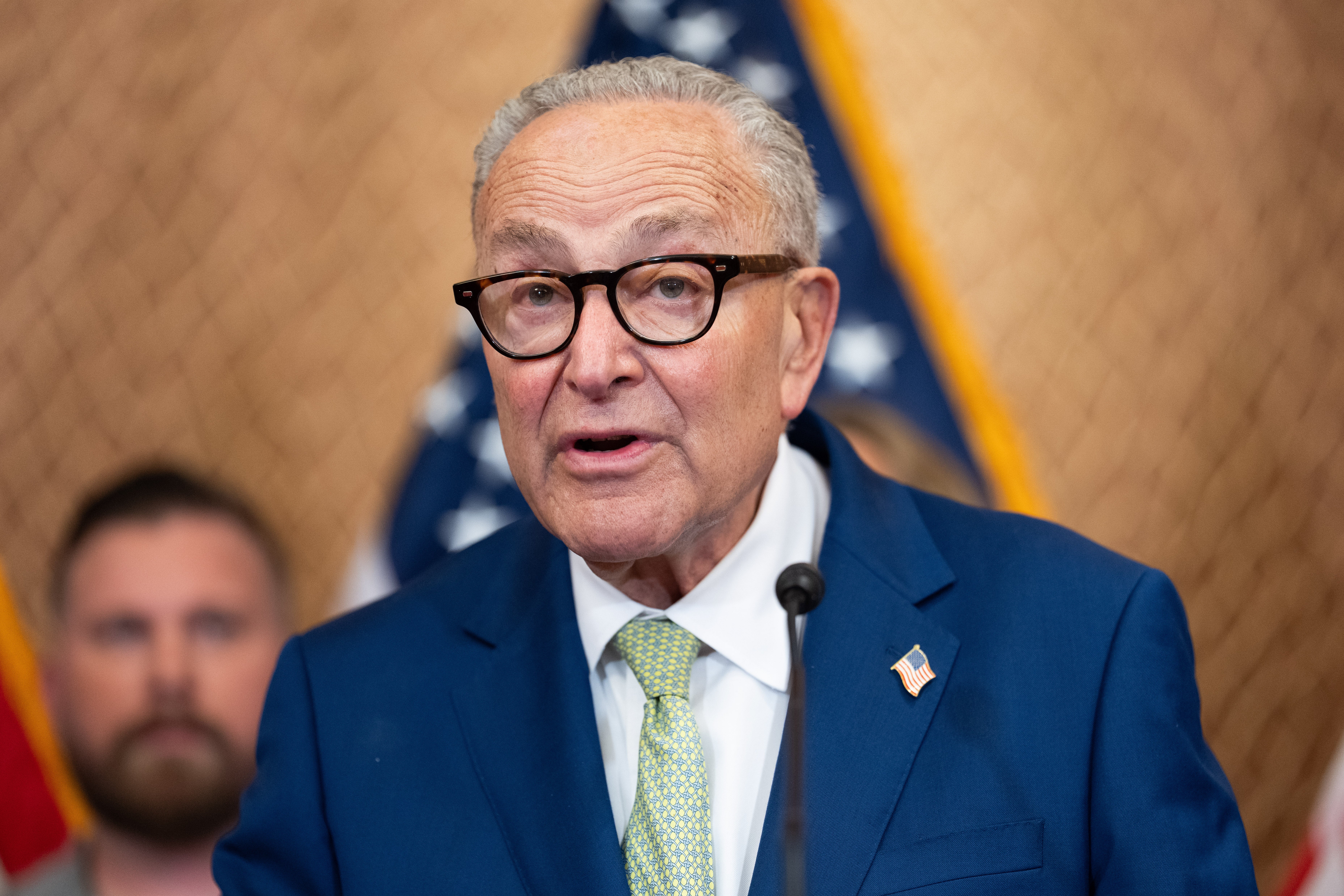 Senate Minority Leader Chuck Schumer accused Trump of wallowing in ‘grievance, vengeance and conspiracy’ rather than helping struggling Americans (Getty)