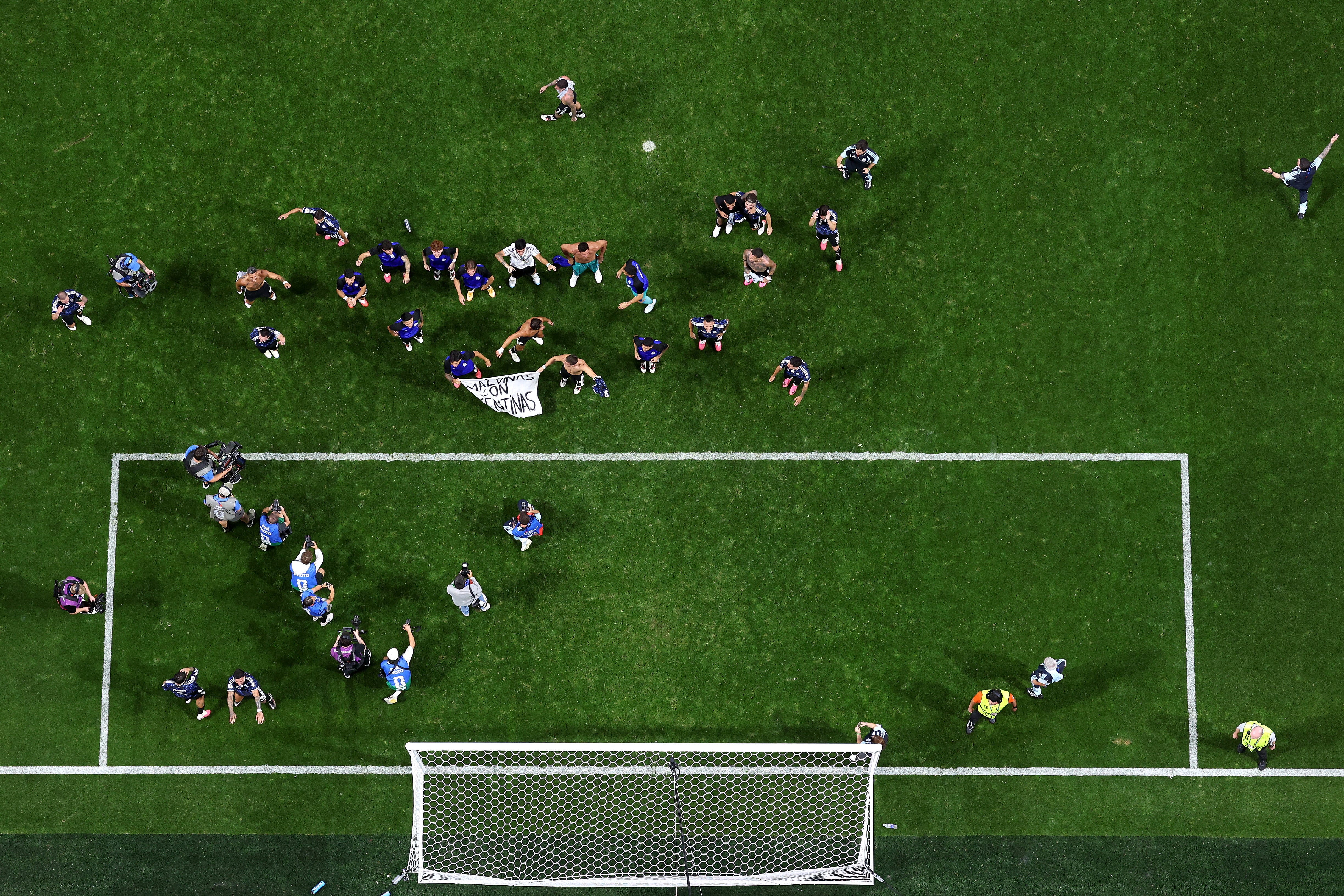 The banner was waved by the players during wild post-match celebrations