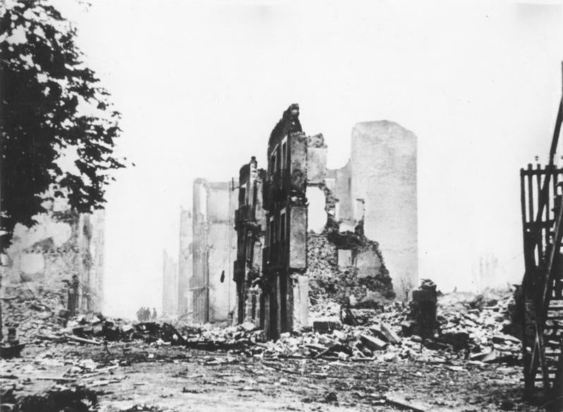 The ruins of the pro-government Spanish town of Guernica after German aircraft had bombed it during the Spanish civil war