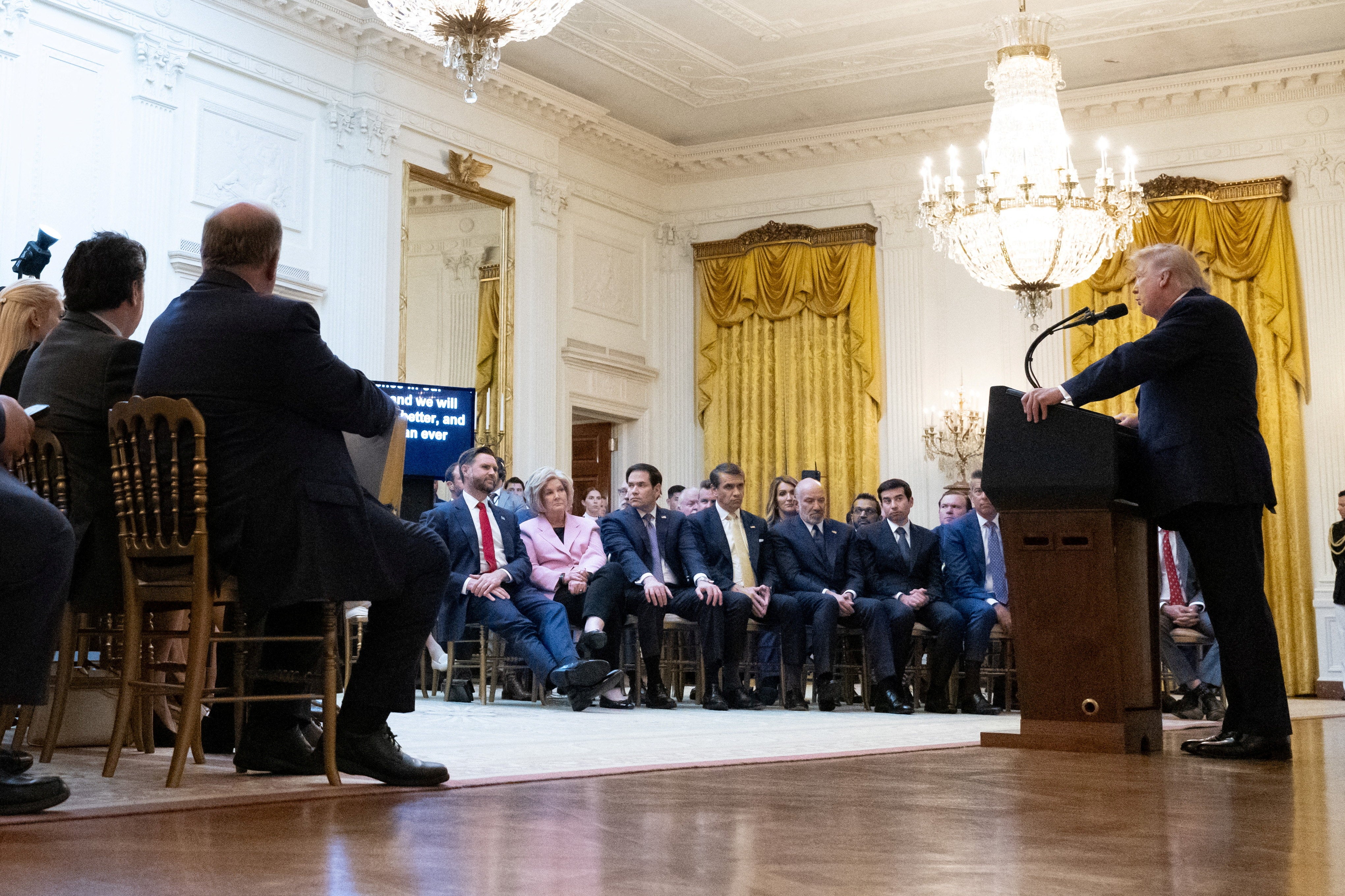 Donald Trump speaks about election security during an address to the nation from the East Room of the White House in Washington, D.C., U.S., July 16, 2026