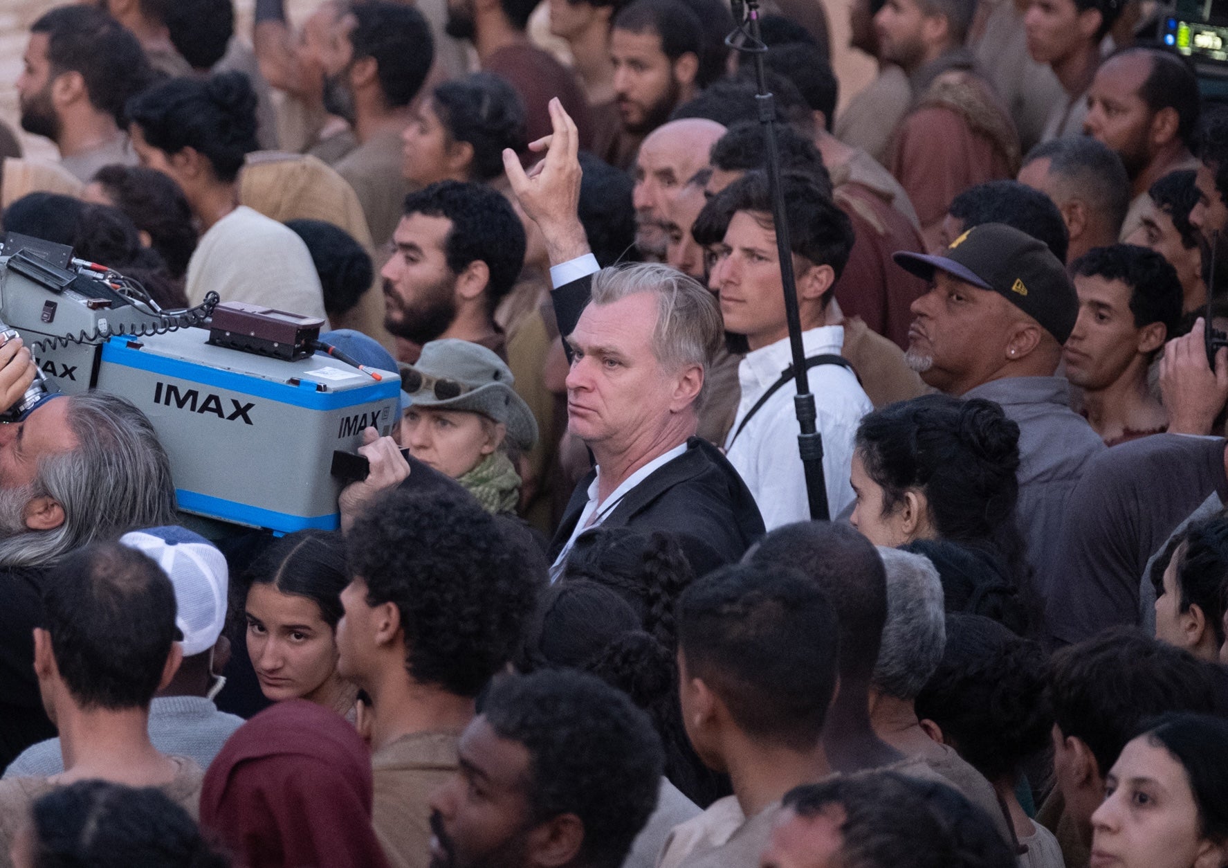 Christopher Nolan (centre) on the set of 'The Odyssey'