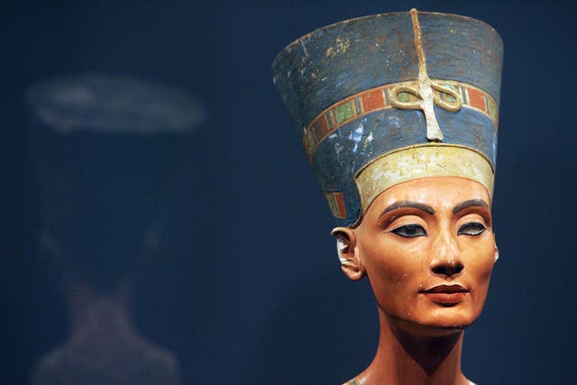 A limestone bust of Queen Nefertiti, on display in Egypt