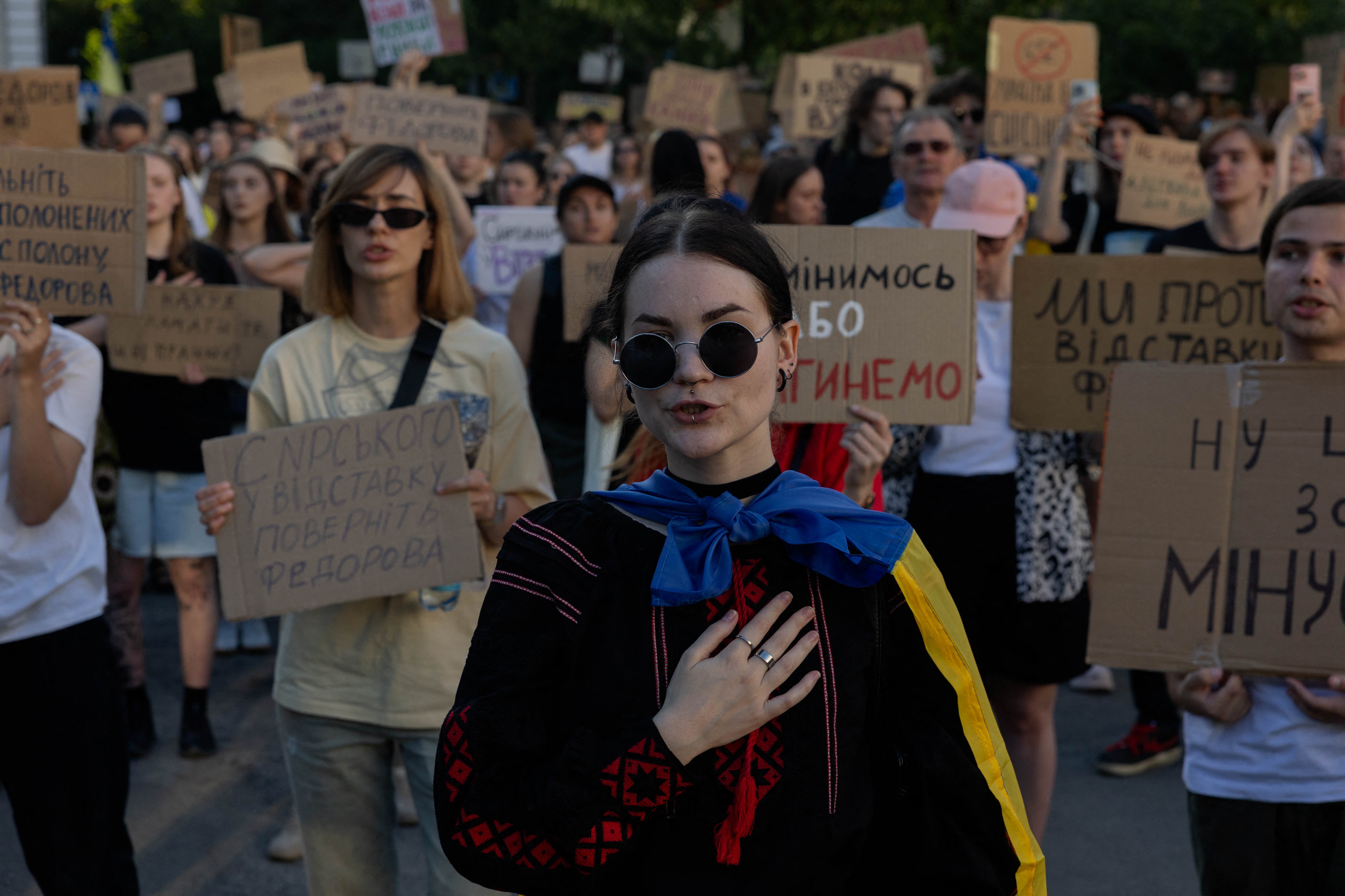 Protesters took to the streets of Kyiv