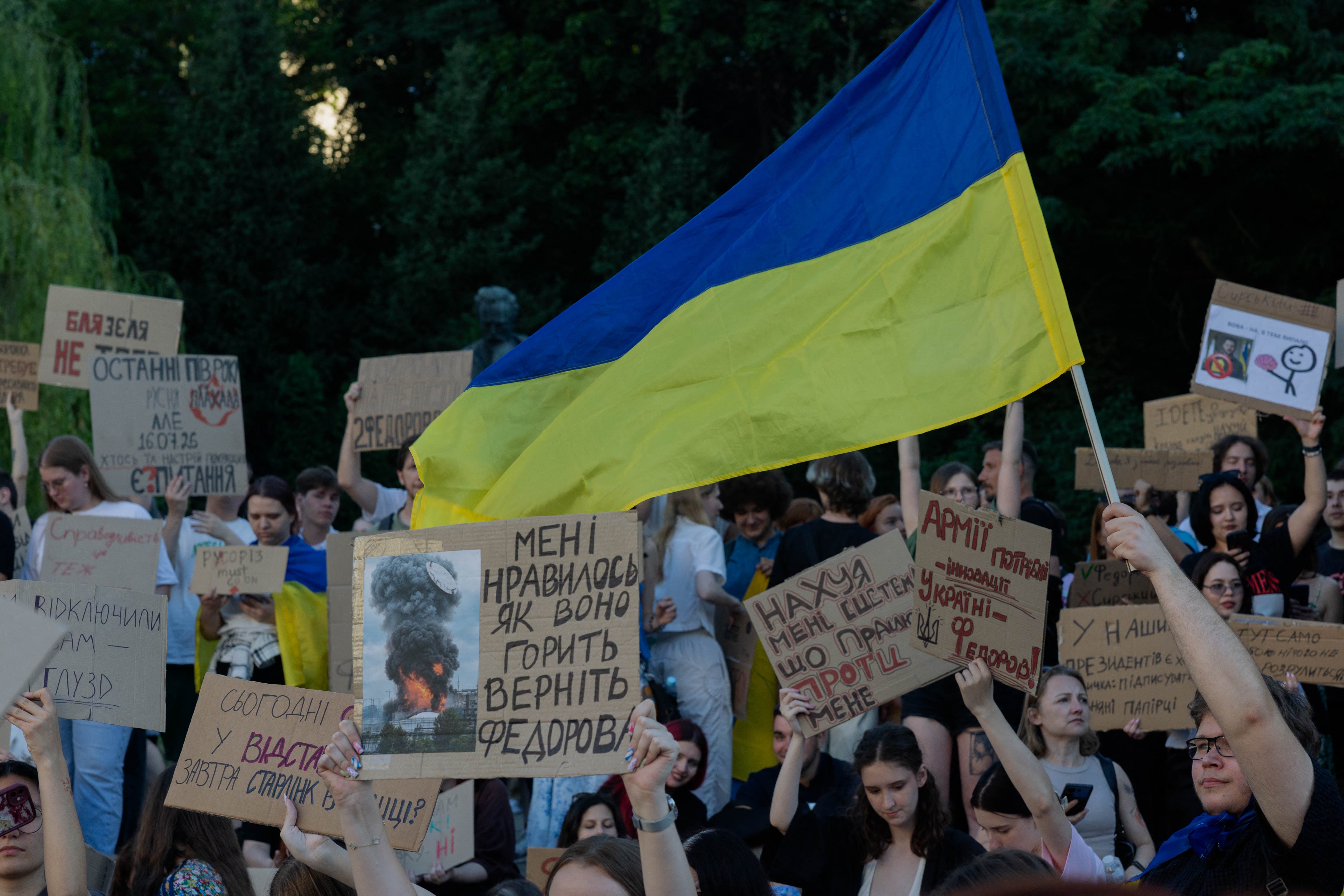 Large protests erupted in several Ukrainian cities
